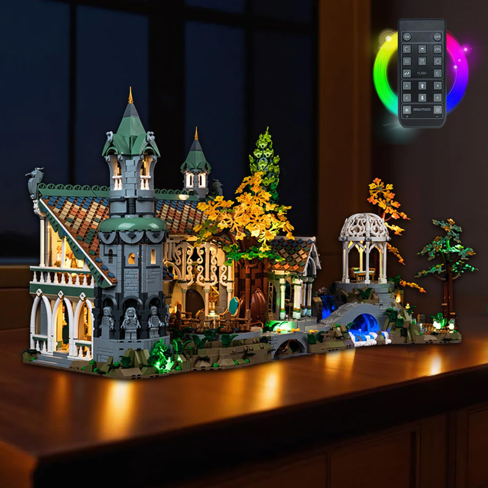 BrickBling Kit d'éclairage à distance compatible the 10316 Lord of the Rings Rivendell, kit d'éclairage LED