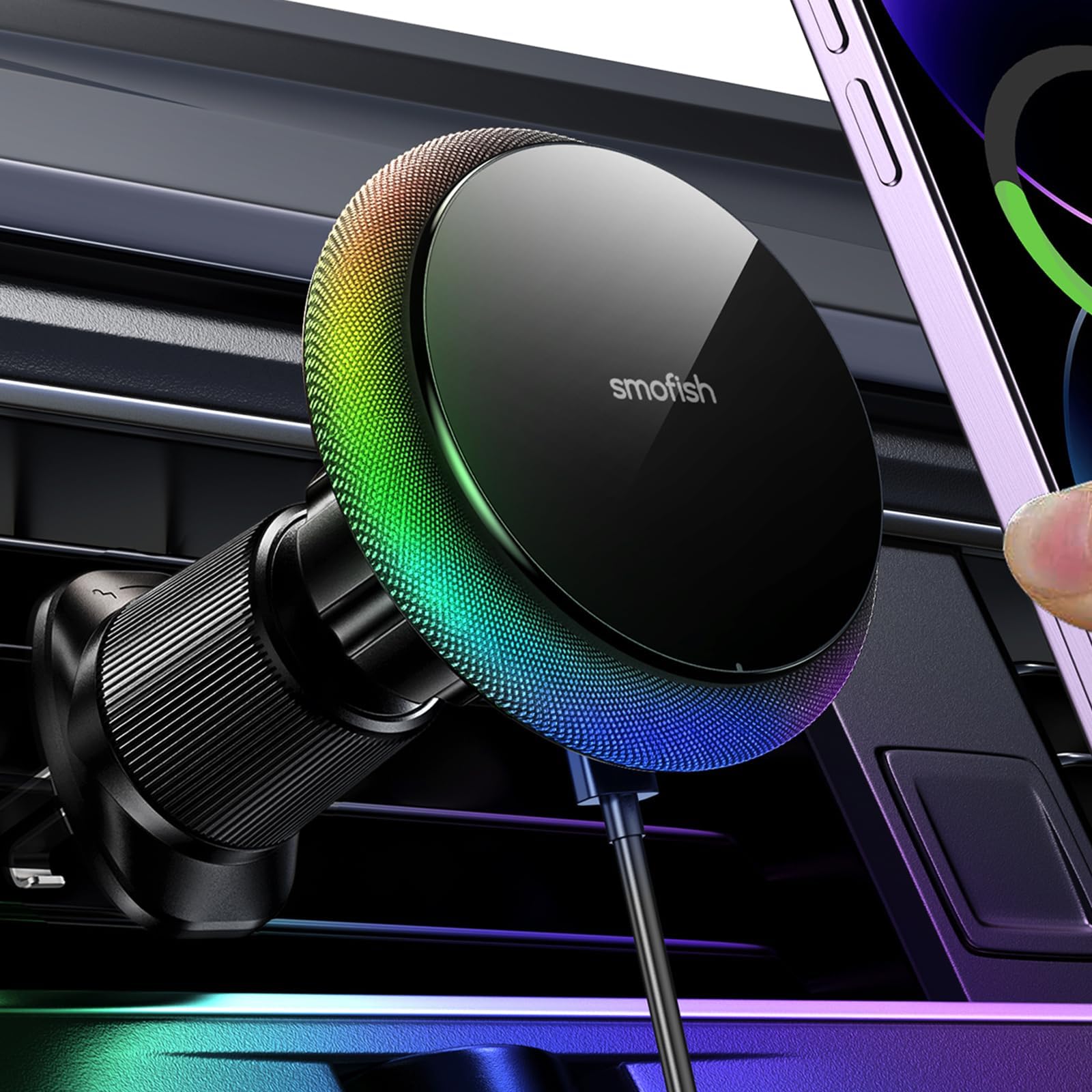 SOVOTIKO MagSafe Car Mount Charger, 15W Fast Charging For IPhone 15/14/13/12 Series - View #7