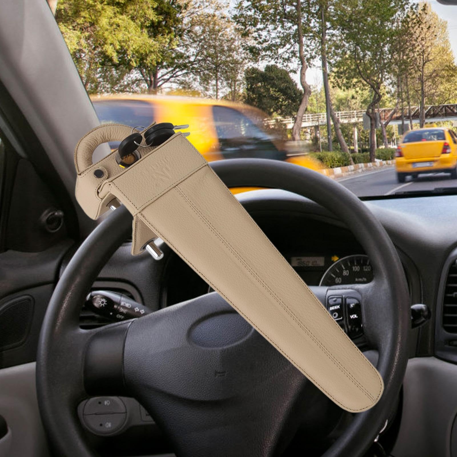 Antivol de volant de voiture en cuir - Antivol antivol en cuir