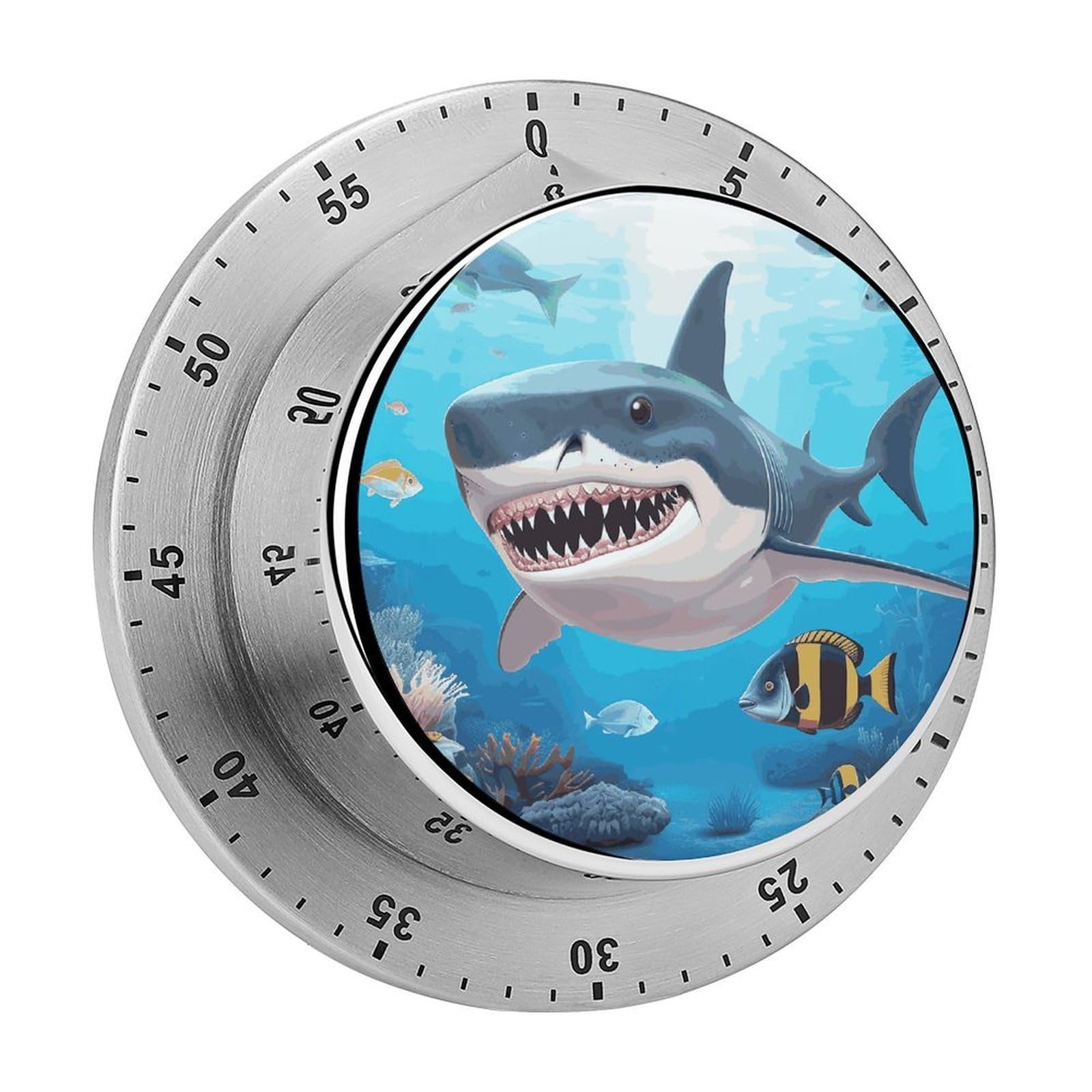 Adfgyerh Style Shark Ocean Theme Timer For Cooking, Kitchen Timer Magnetic No Batteries Required, Mechanical Timer With Loud Alarm, For Fitness Baking Exercise Oven