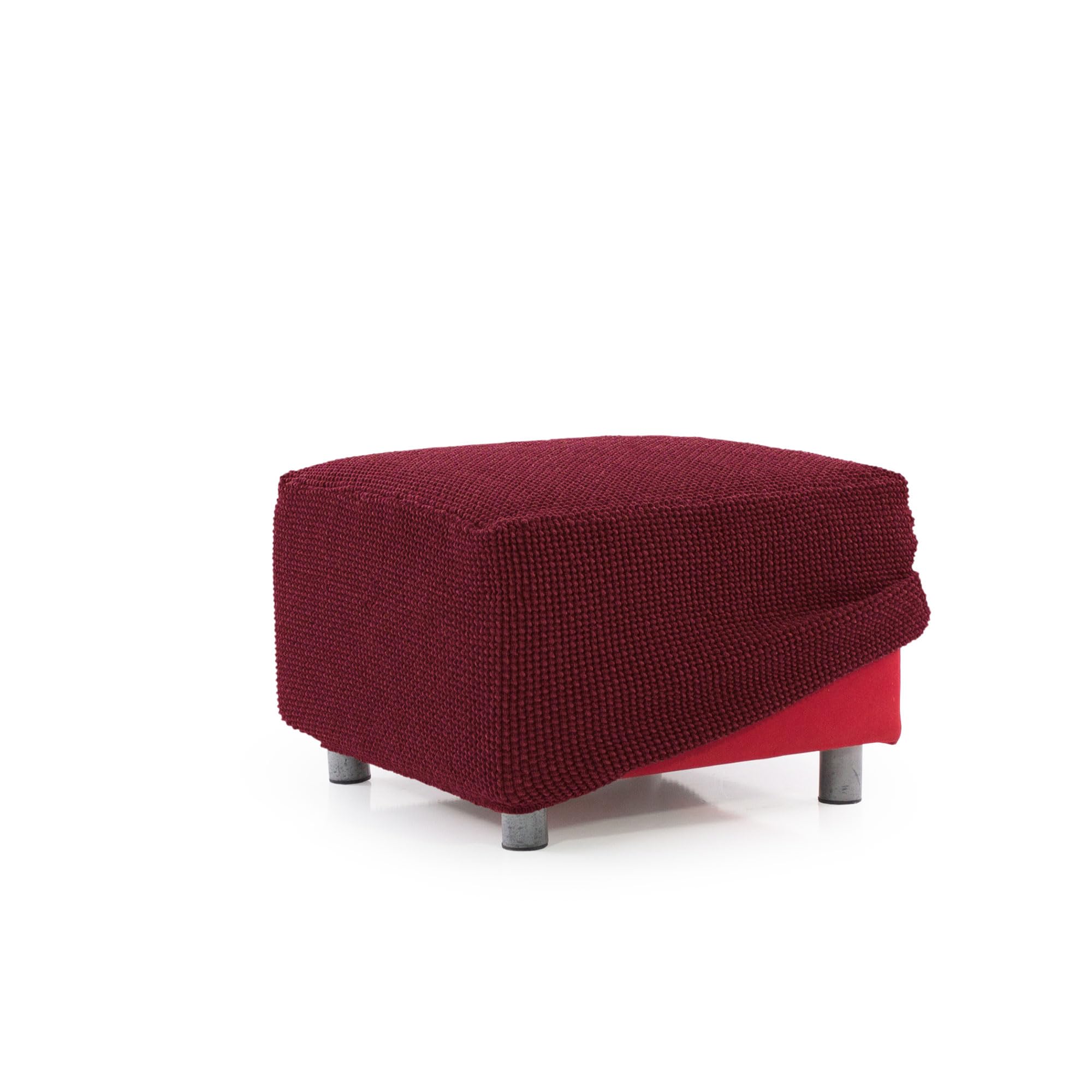 FAVERTI Funda de almohada súper elástica | Funda de reposapiés cuadrada de 40 a 60 cm en el lateral | Modelo NOVELE | Borgoña | Protector de tela jacquard de calidad al tacto de algodón | Cuadrado