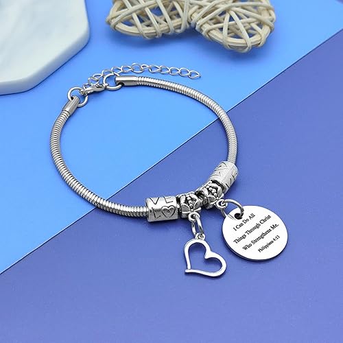 Miniatura 4 de DlaeKua Pulsera inspiradora con versículo bíblico para mujeres y hombres, filipenses 413, regalos religiosos cristianos, regalo de Navidad, regalos