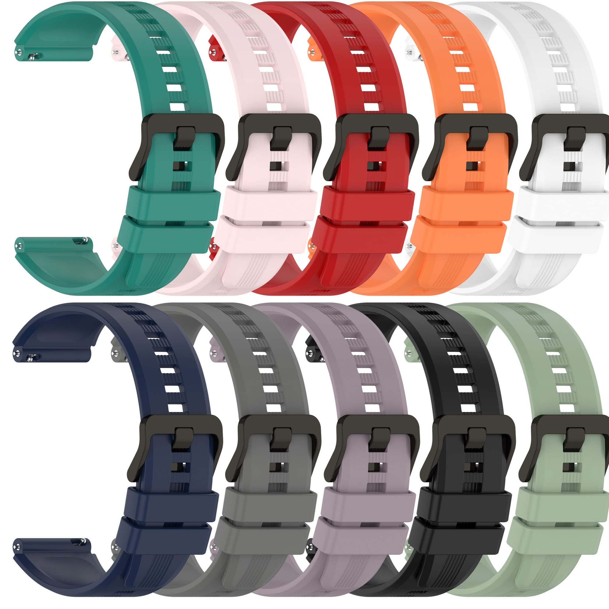 FitTurn 10-Pack Bands for GloryFit T80 T70 T60 T50 Y66 P99 P98/for Desong D09 Smartwatch,22mm Silicone Strap Wristband Replacement Band Accessory for