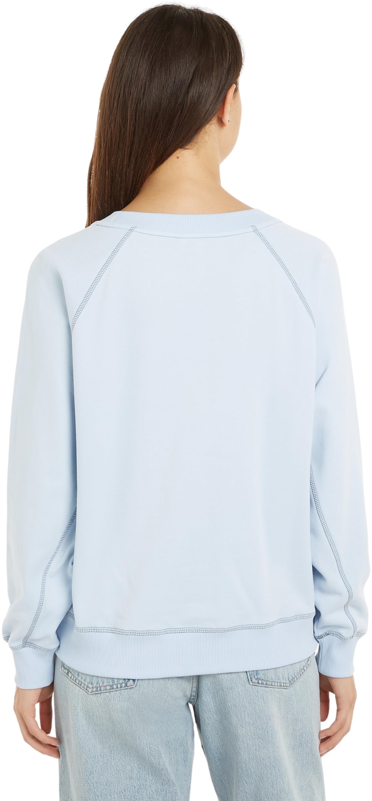 Tommy Hilfiger Damen Sweatshirt Varsity Raglan ohne Kapuze, Blau (Breezy Blue), XL – Ansicht 2