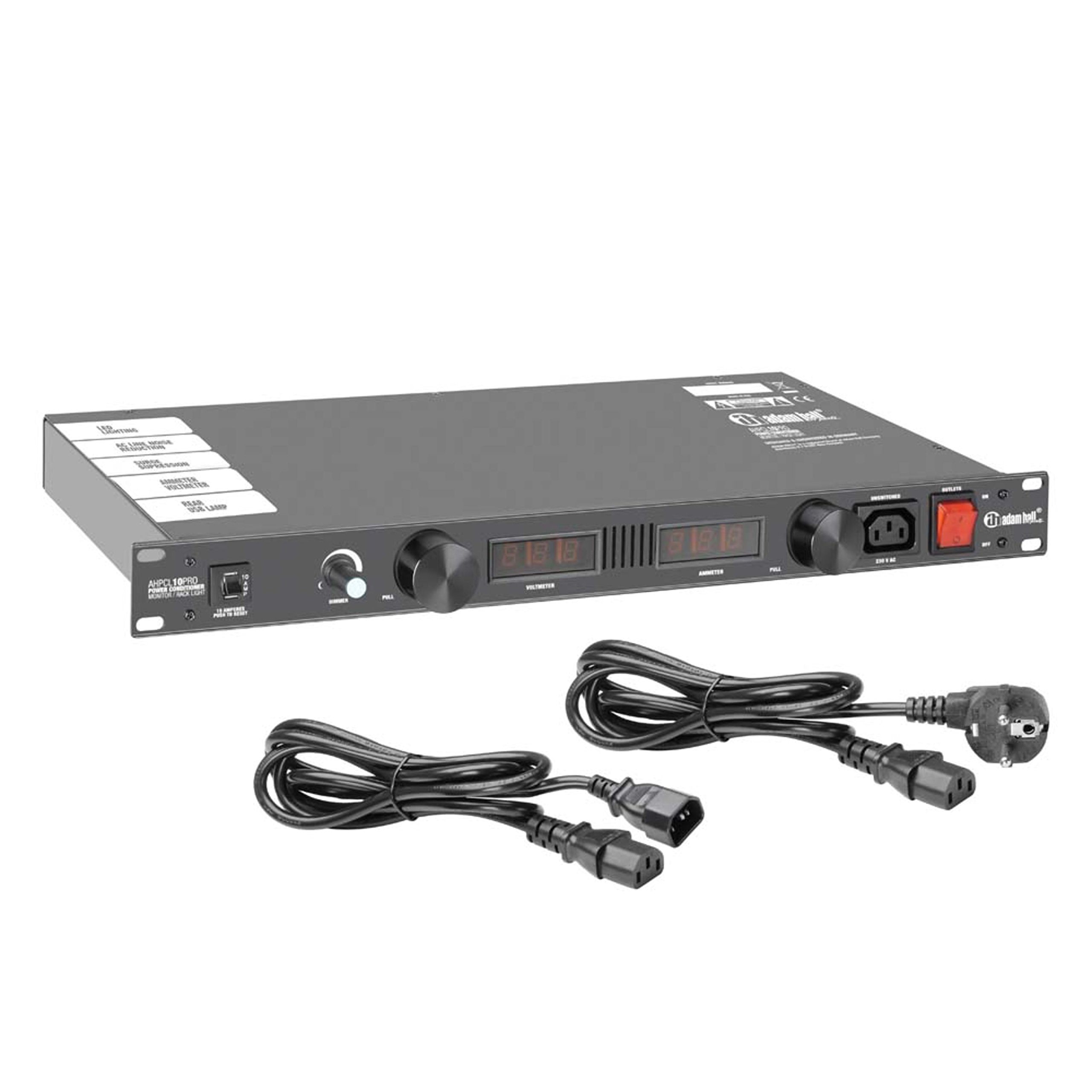 19 Inch Parts PCL 10 PRO Power Conditioner with Volt and Ammeter, Display and Rack Lighting