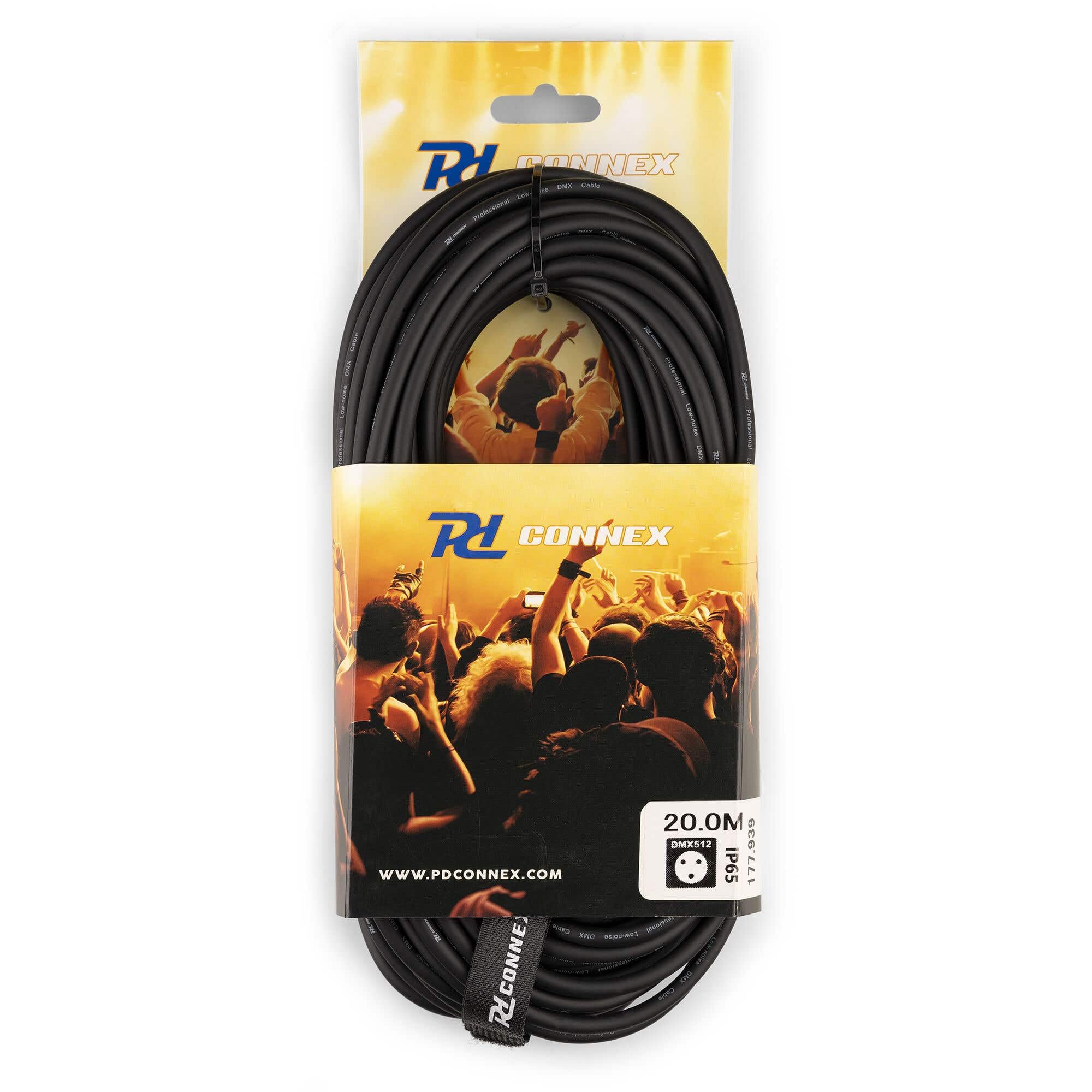 CX104-20 Câble DMX Mâle/Femelle Étanche IP65 XLR 3 Broches 20m - Câble DMX Résistant à l’Eau et la Poussière, Idéal pour Raccorder vos Jeux de Lumière en Extérieur