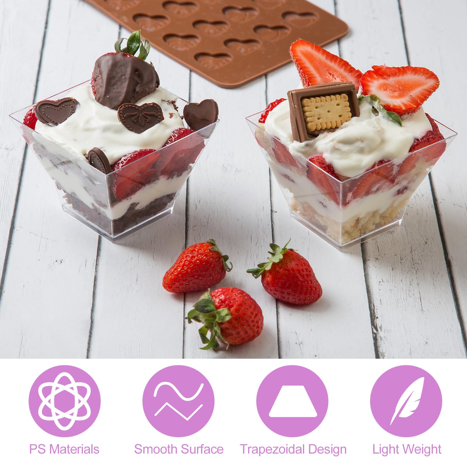 50-150 Clear Small Cups Reusable Party Wedding Pot Jelly Dessert Cup - Foto 9