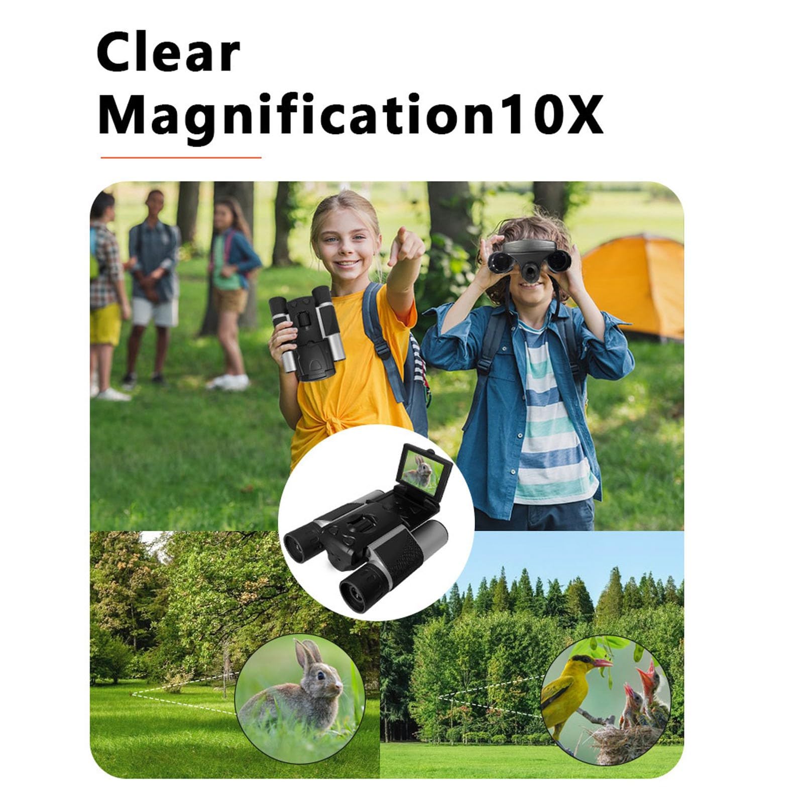 Prismáticos Digitales LCD de 2 Pulgadas con Cámara para Adultos, Grabador de Fotos y Vídeo de 1280 X 1080 de 5 MP, Carga Tipo C, para Observación de Aves, Caza, Conciertos y