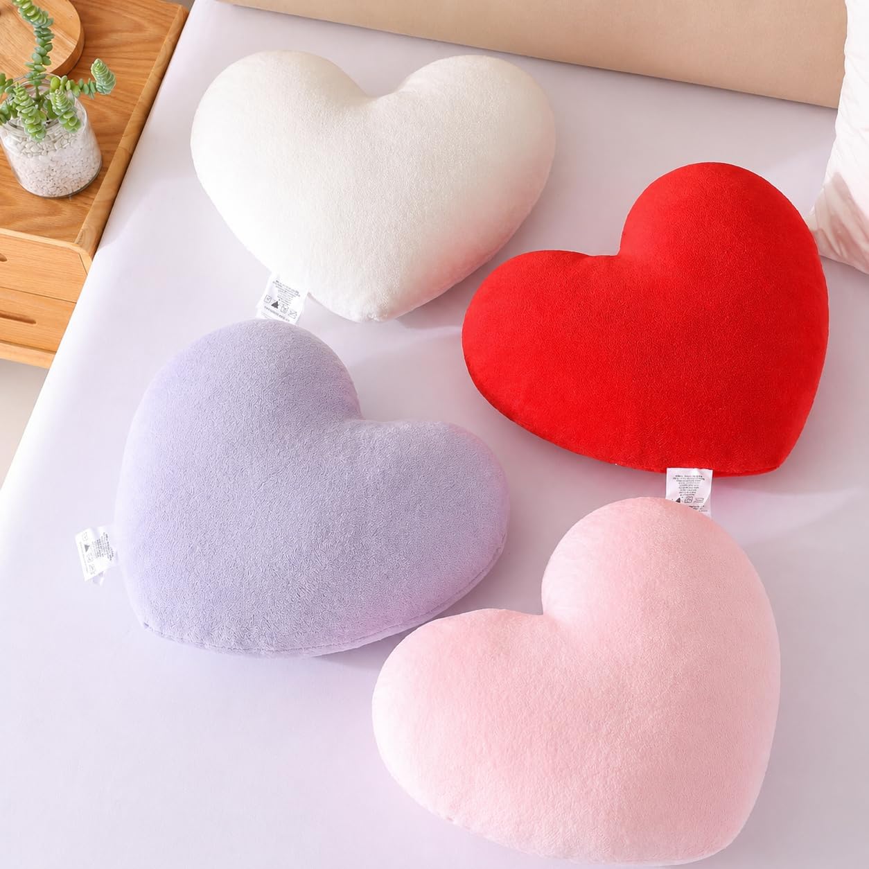 EVOLIVE Heart Shaped Pillow 15x17 Inch, Soft Micromink Throw Pillow, Romantic Love Gift for Valentine’s Day, Anniversary, Bedroom & Living Room Decor, Plush Indoor Cushion (Pink)