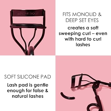 JAPONESQUE Pro Performance Eyelash Curler for Almond, Monolid or Hooded Eyes, Eye Lash Curler Delivers Sweeping Lash Volume & Eye Opening C Curl, Ergonomic Precision-Crafted Pivot Design