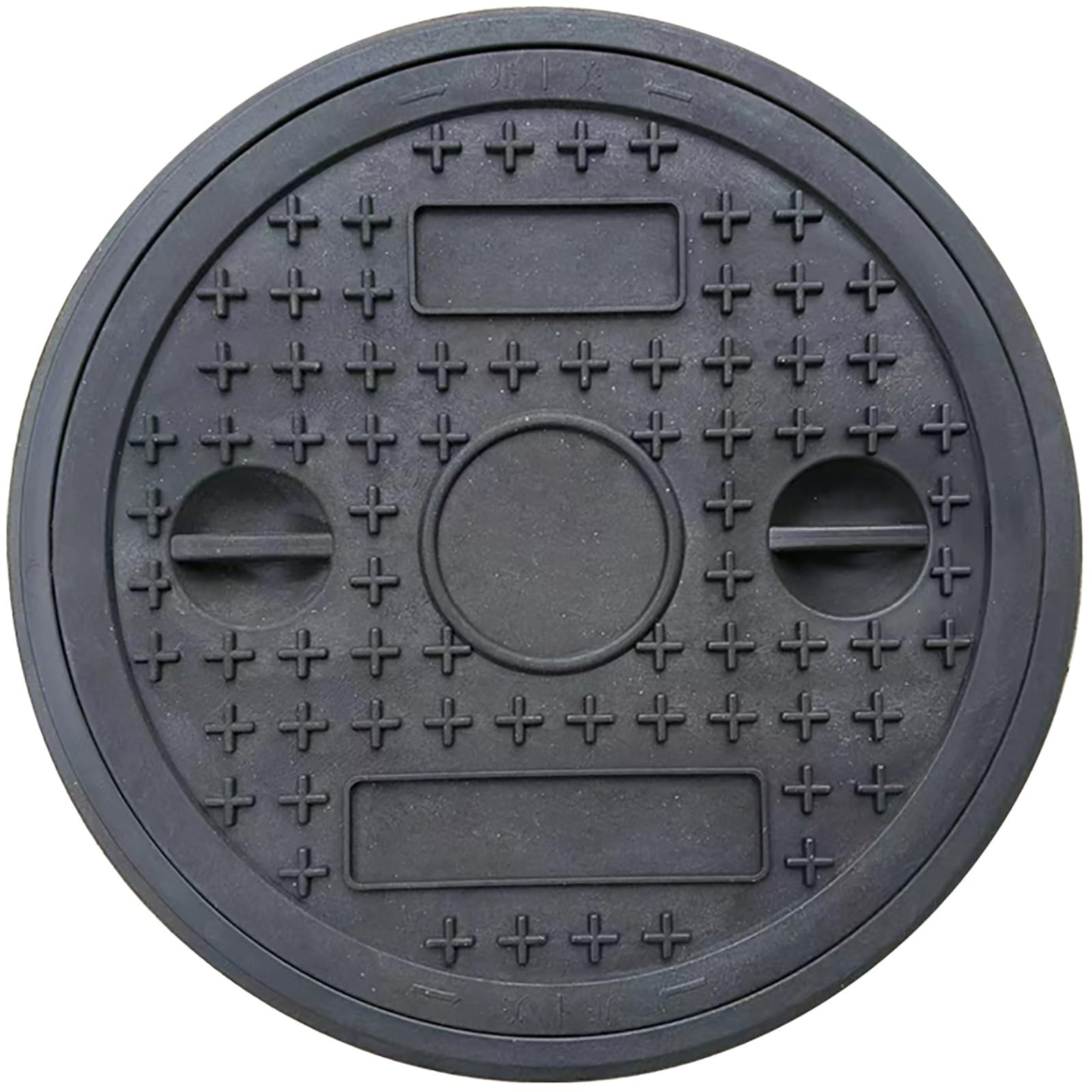 Tapa para Arqueta de Registro Redonda de 30cm con Marco Antideslizante Tapa Sumidero Terraza con Asas Laterales Dobles para Drenaje Pluvial y Tanque Séptico