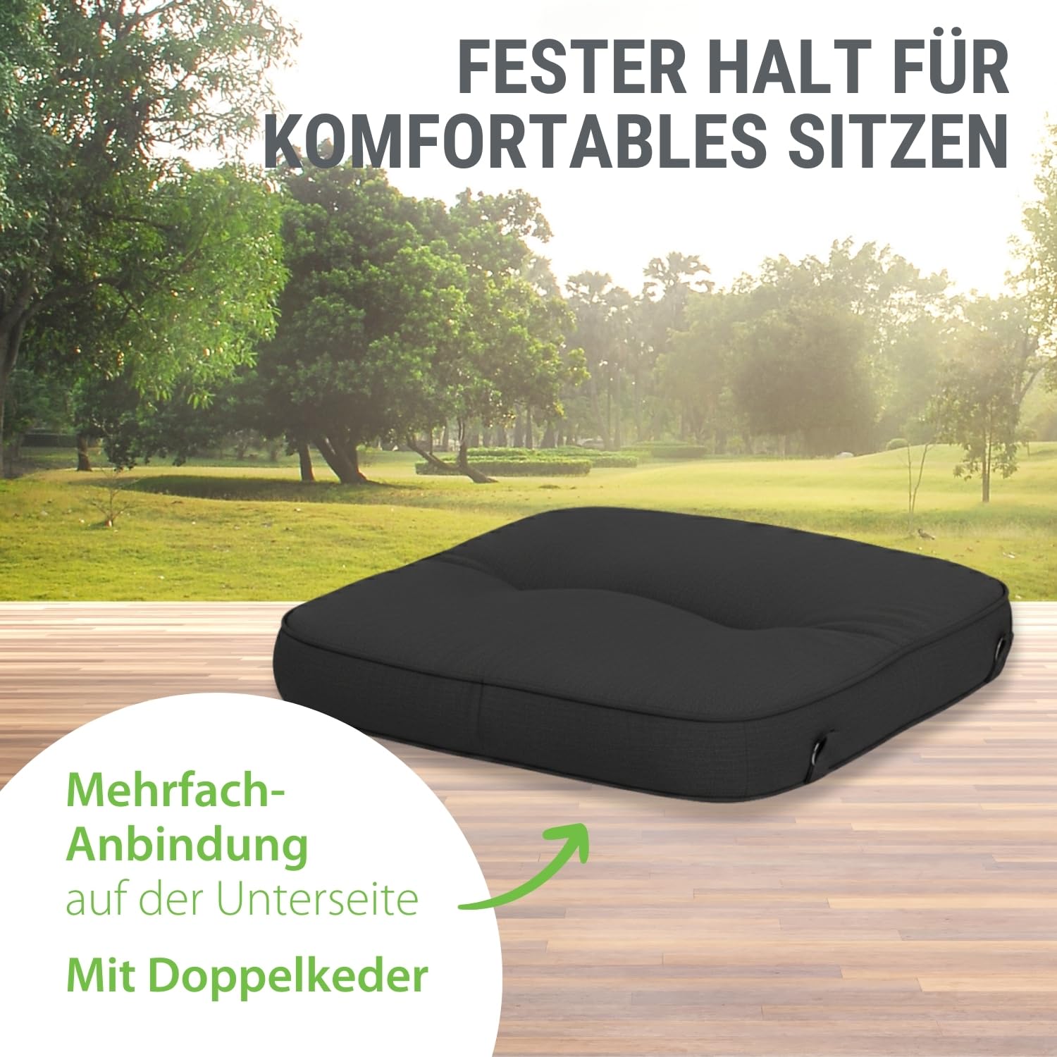 KETTtex Auflage Hocker 50x50x9cm, anthrazit