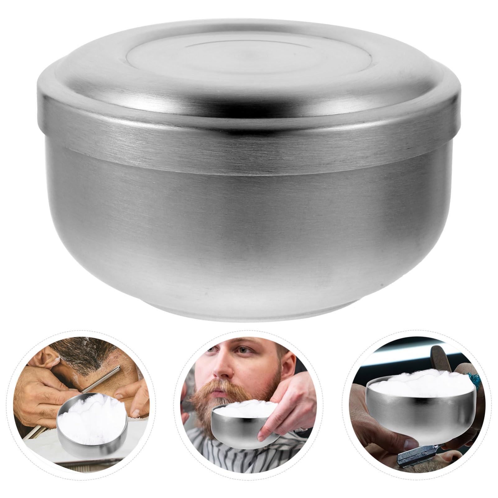 Homoyoyo Cuenco De Afeitar Para Hombres Acero Inoxidable Tapa De Afeitar Diseño Simple y Práctico