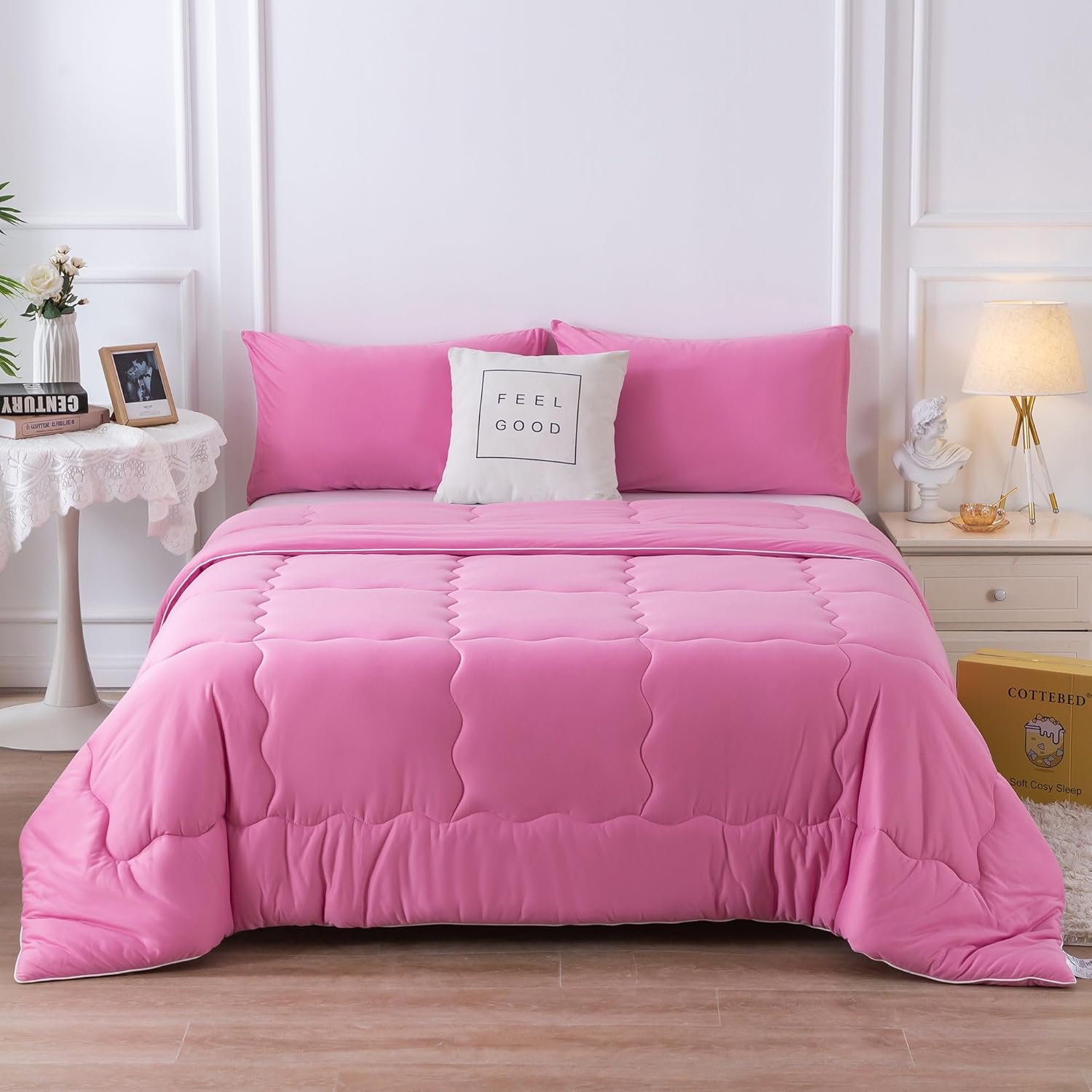 COTTEBED UltraSoft Bedding Comforter Set Twin XL, Rose