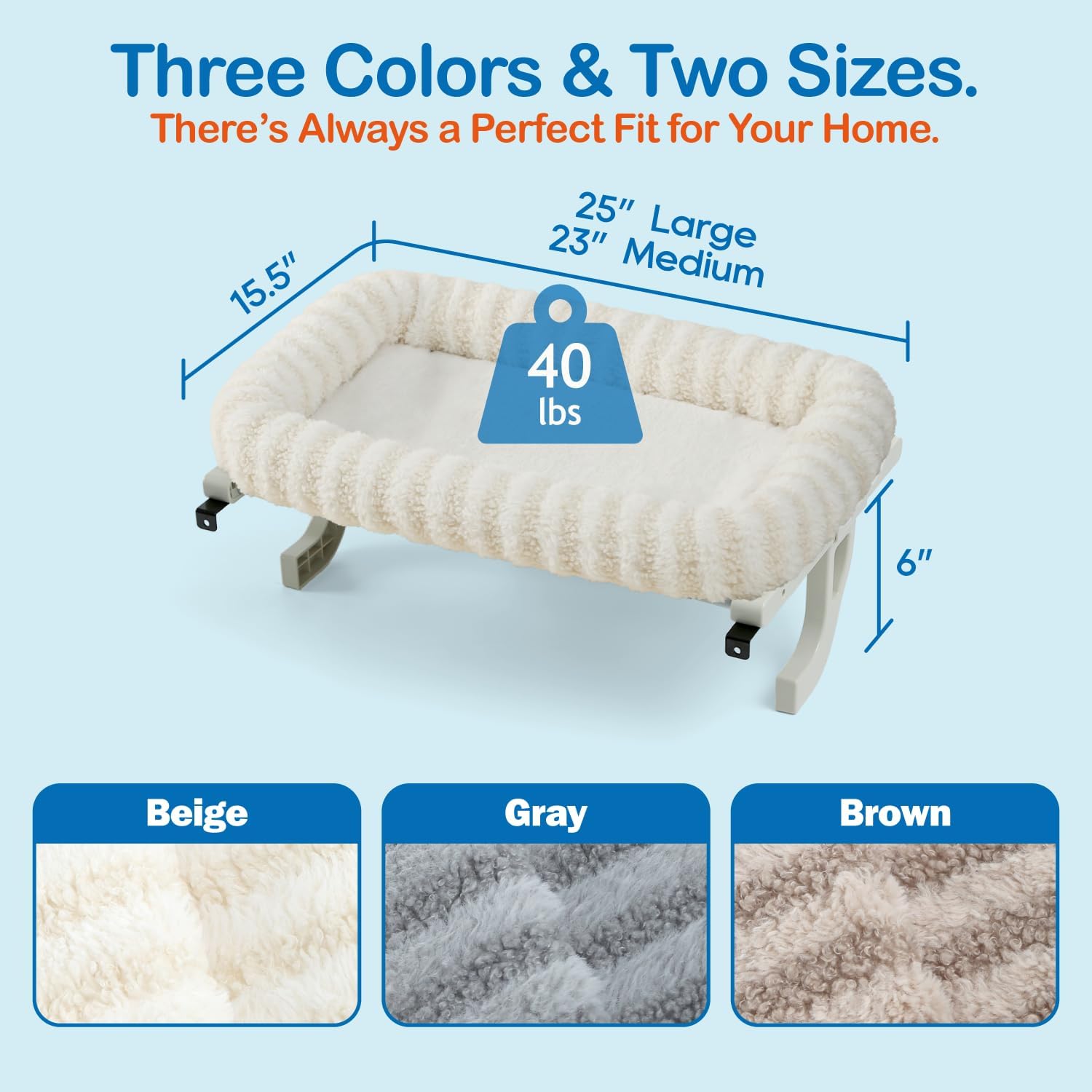 Zakkart Mellow All-Around Cat Hammock for Windowsill, Dual-Mount (Beige, M) | Hook-On or Screw-On Installation, Machine Washable Bed, Heavy Duty ABS & Metal Frame, Support up to 40 lbs.