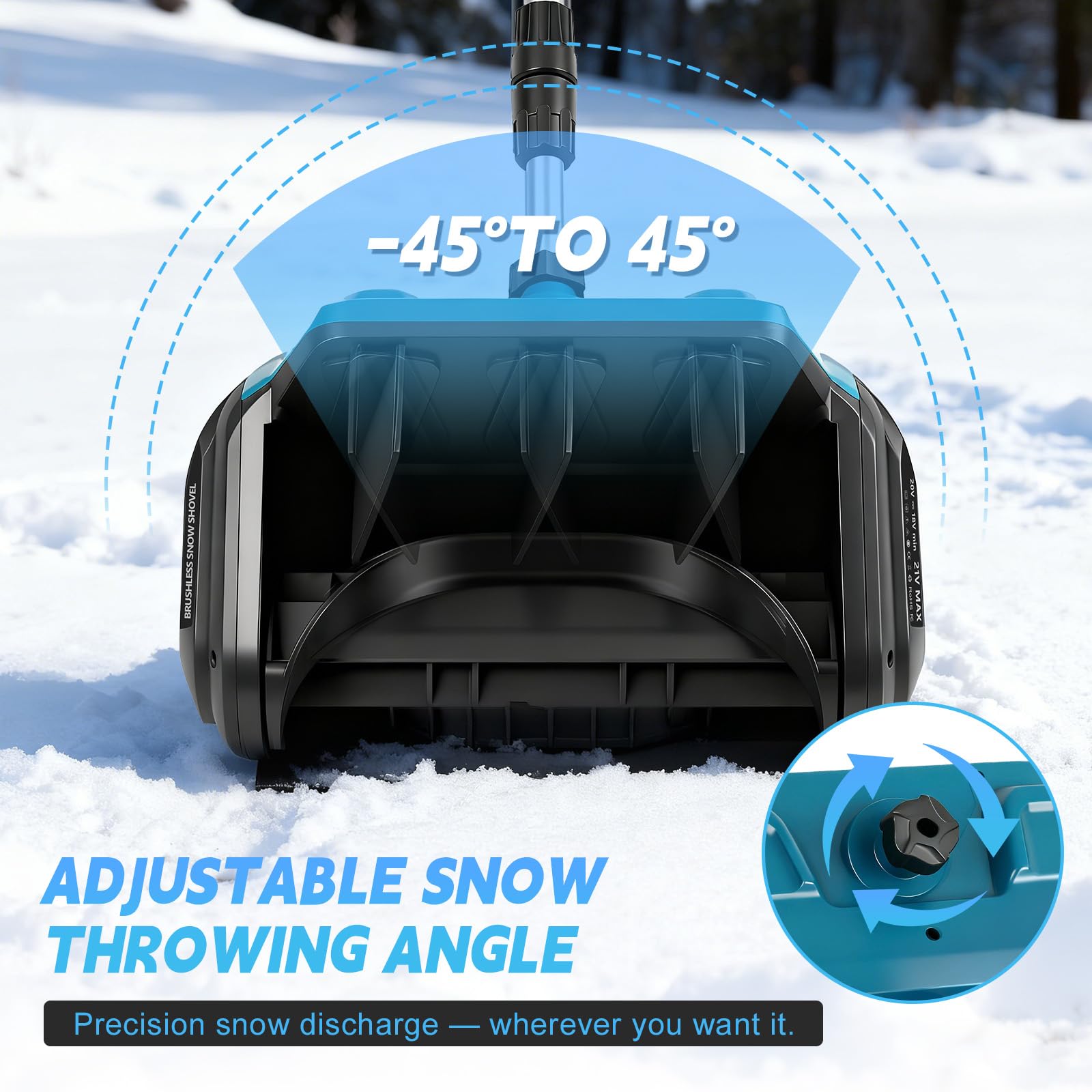 Akku Schneefräse für Makita 18V Akku (Ohne Akku), 1000W Bürstenlose Elektrische Schneebürste mit Stützräder, 20cm Räumhöhe, 30cm Reinigungsbreite, 6m Wurfweite, 45° Einstellbar