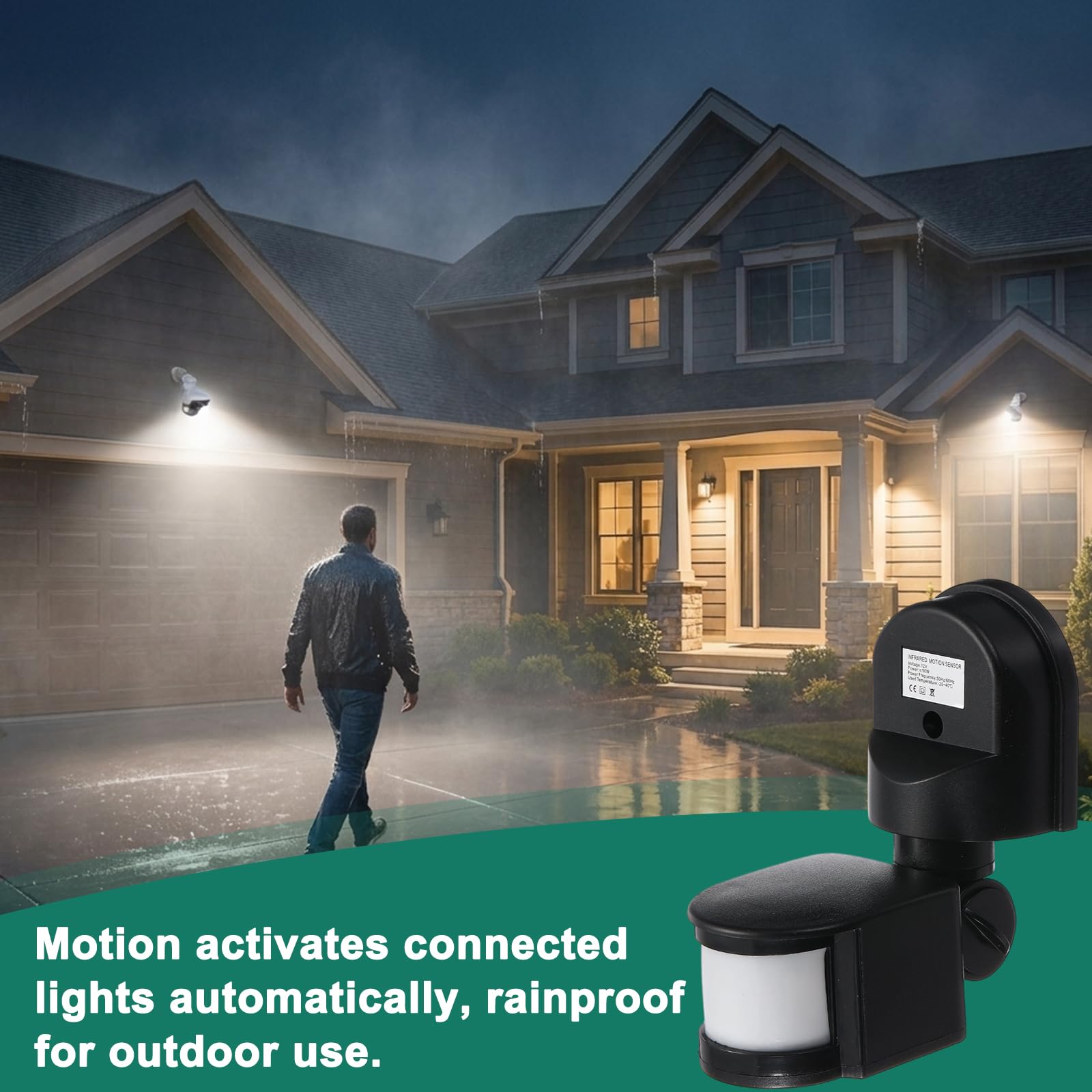 Outdoor-Bewegungsmelder, 2 Stück, Ersatz-Bewegungsmelder für Mikrowelle, DC12 V, 180 ° einstellbare Empfindlichkeit, 10 - 7 Minuten Verzögerung, Timer für Sicherheitsflutlicht