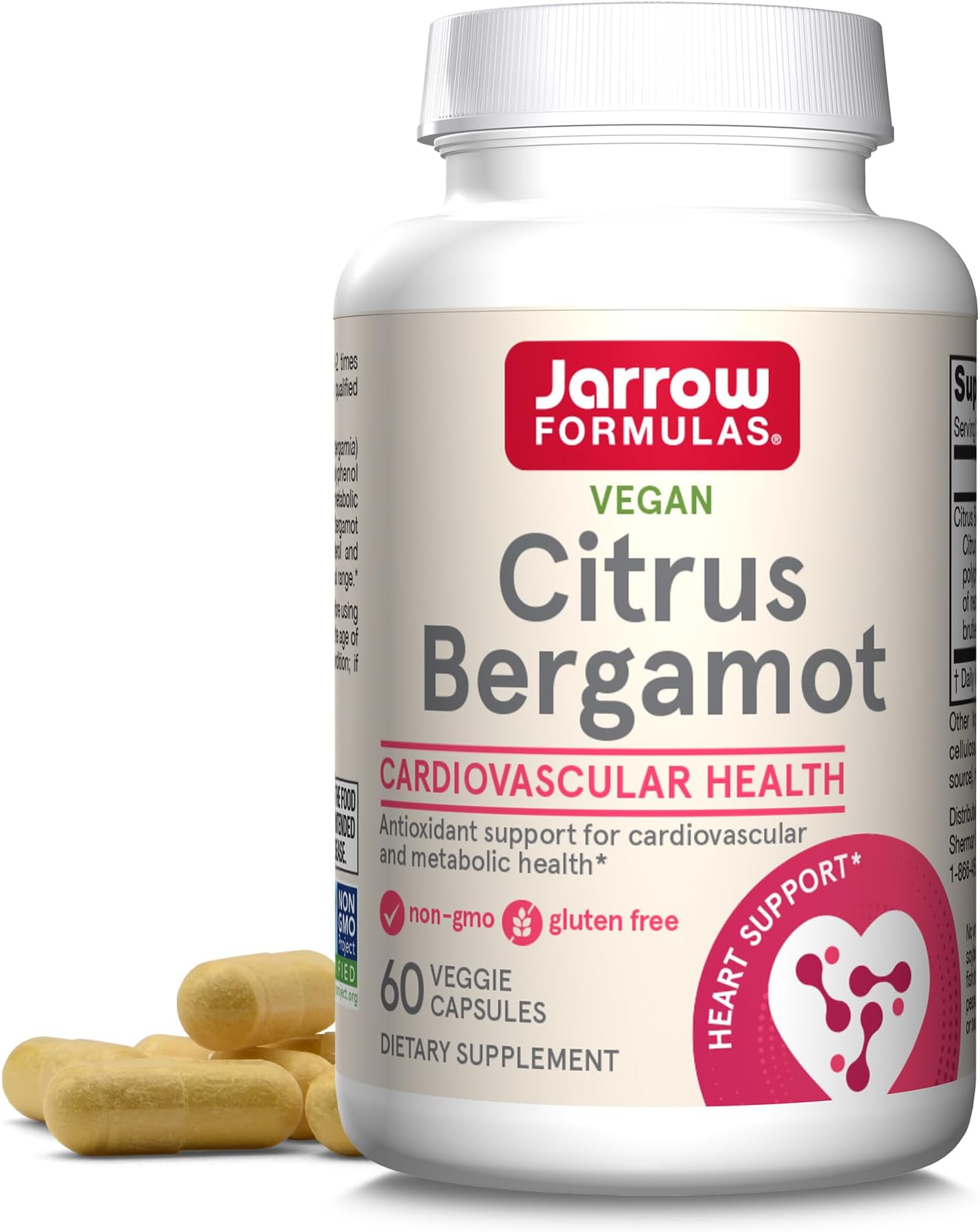 Citrus Bergamot Supplement 500 mg - 60 Servings (Veggie Caps) - Antioxidant Support for Cardiovascular & Metabolic Health - Dietary Supplement - Vegan Gluten-Free- Use with QH-Absorb