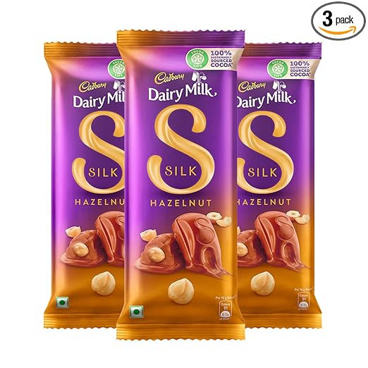 Cadbury Dairy Milk Silk Hazelnut Chocolate Bar, Pack of 3 x 143g