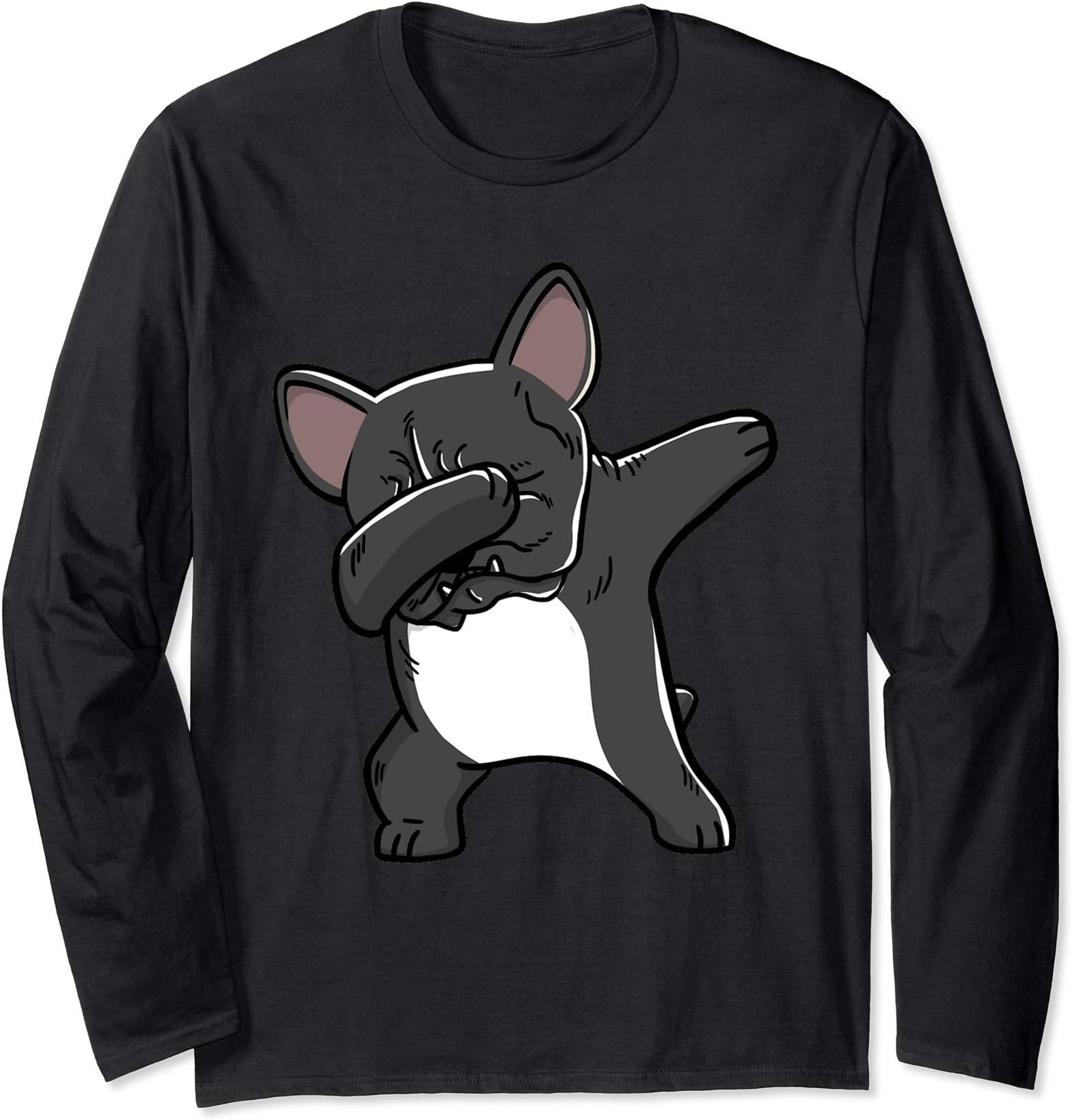 Funny Dabbing Black French Bulldog Birthday Party Gift Long Sleeve T-Shirt