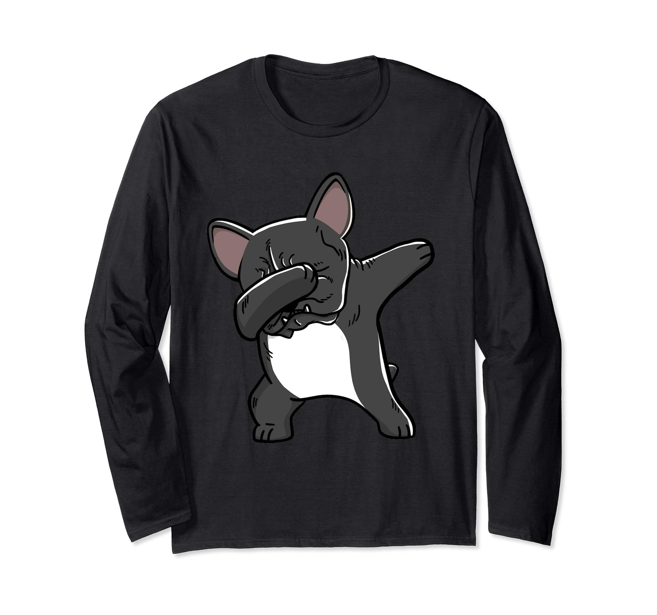 Funny Dabbing Black French Bulldog Birthday Party Gift Long Sleeve T-Shirt
