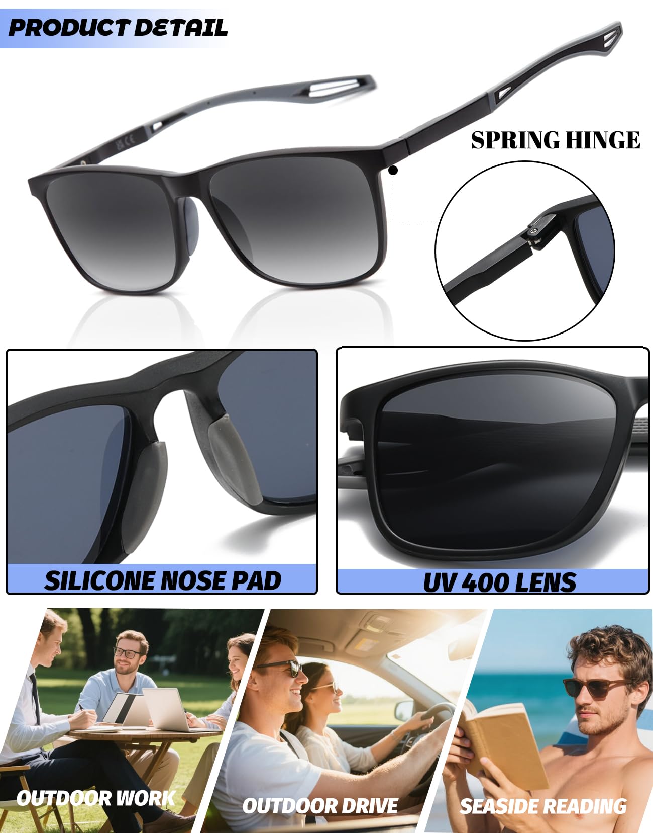 Hubeye Gafas de lectura deportiva para mujeres y hombres ultraligeras anteojos de lectura gafas anti luz azul (Negro+Naranja+Azul, 2.50)