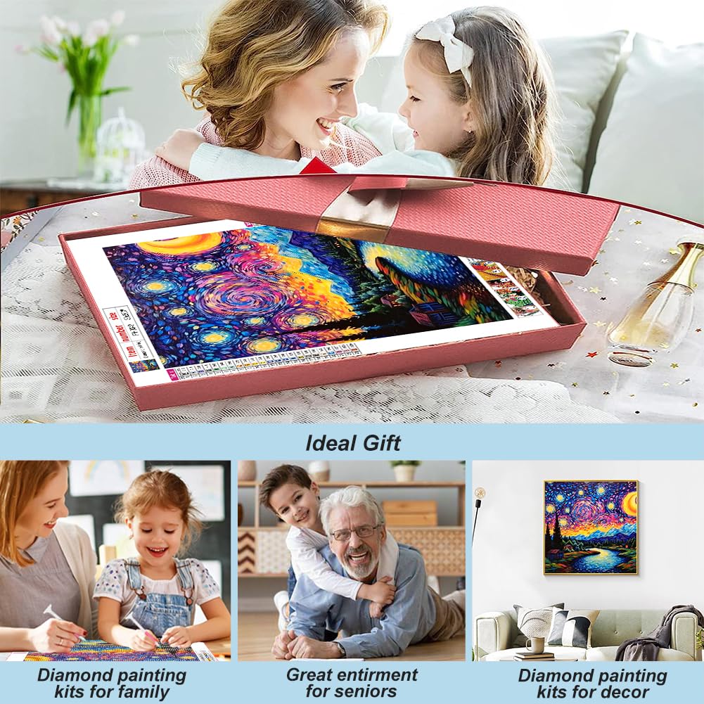 Starry Sky Diamond Painting Kit For Adults - Full Drill Round 12x16 Inch, Abstract Landscape Art - View #6