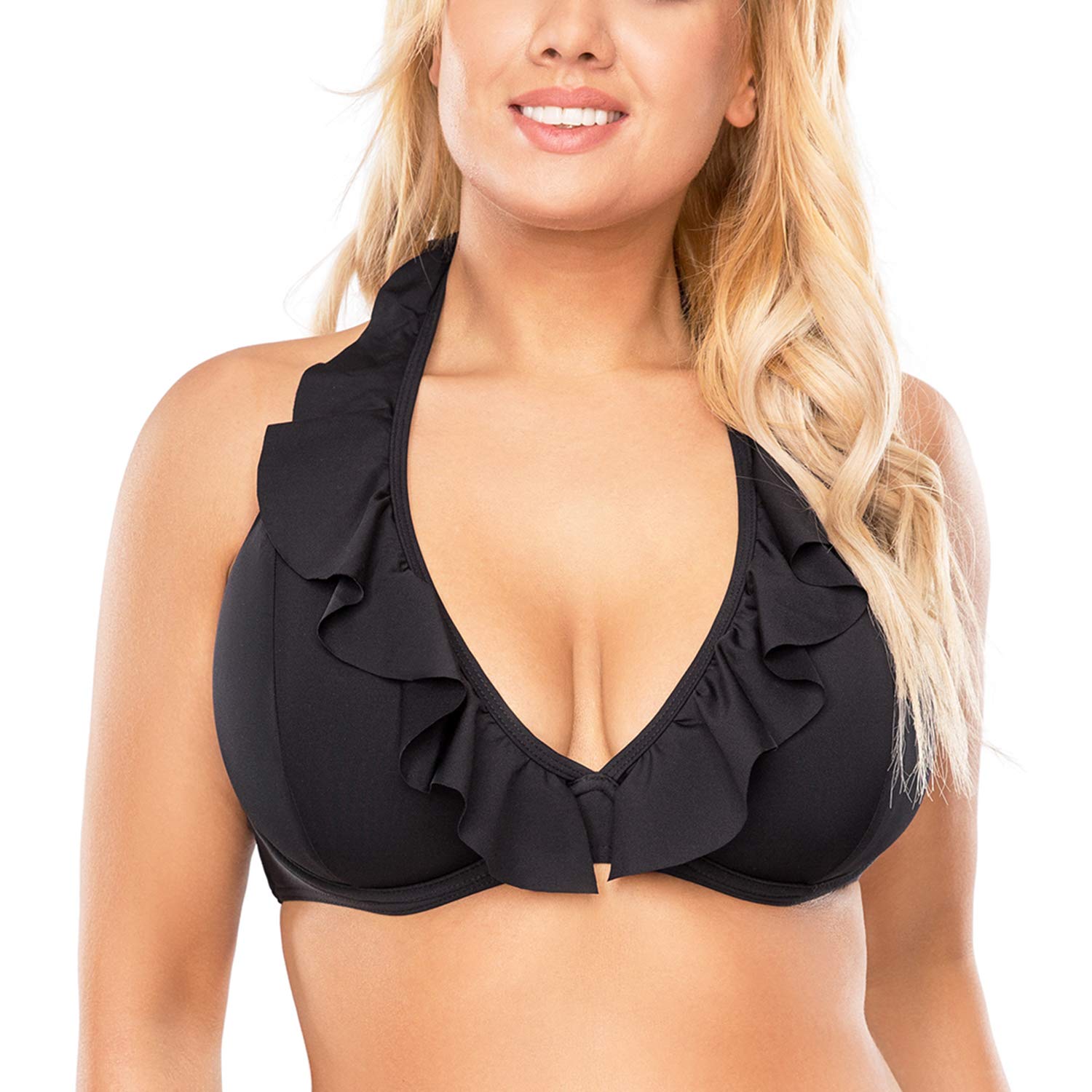 Vivisence Top De Bikini Sin Relleno Liso para Mujeres 3220