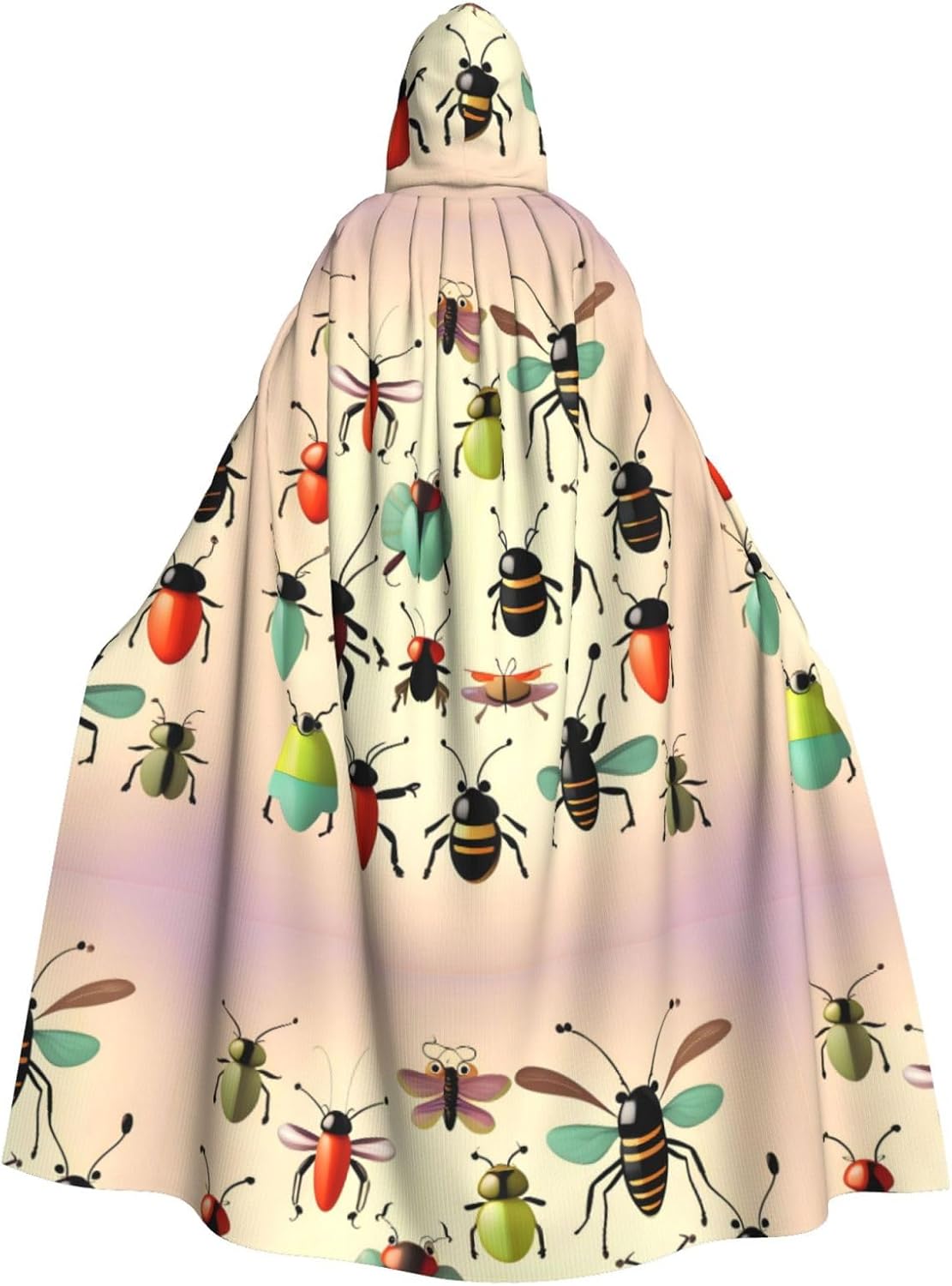 Cartoon Small Insects Men Women Halloween Role Play Party Decoration Hooded Poncho Black