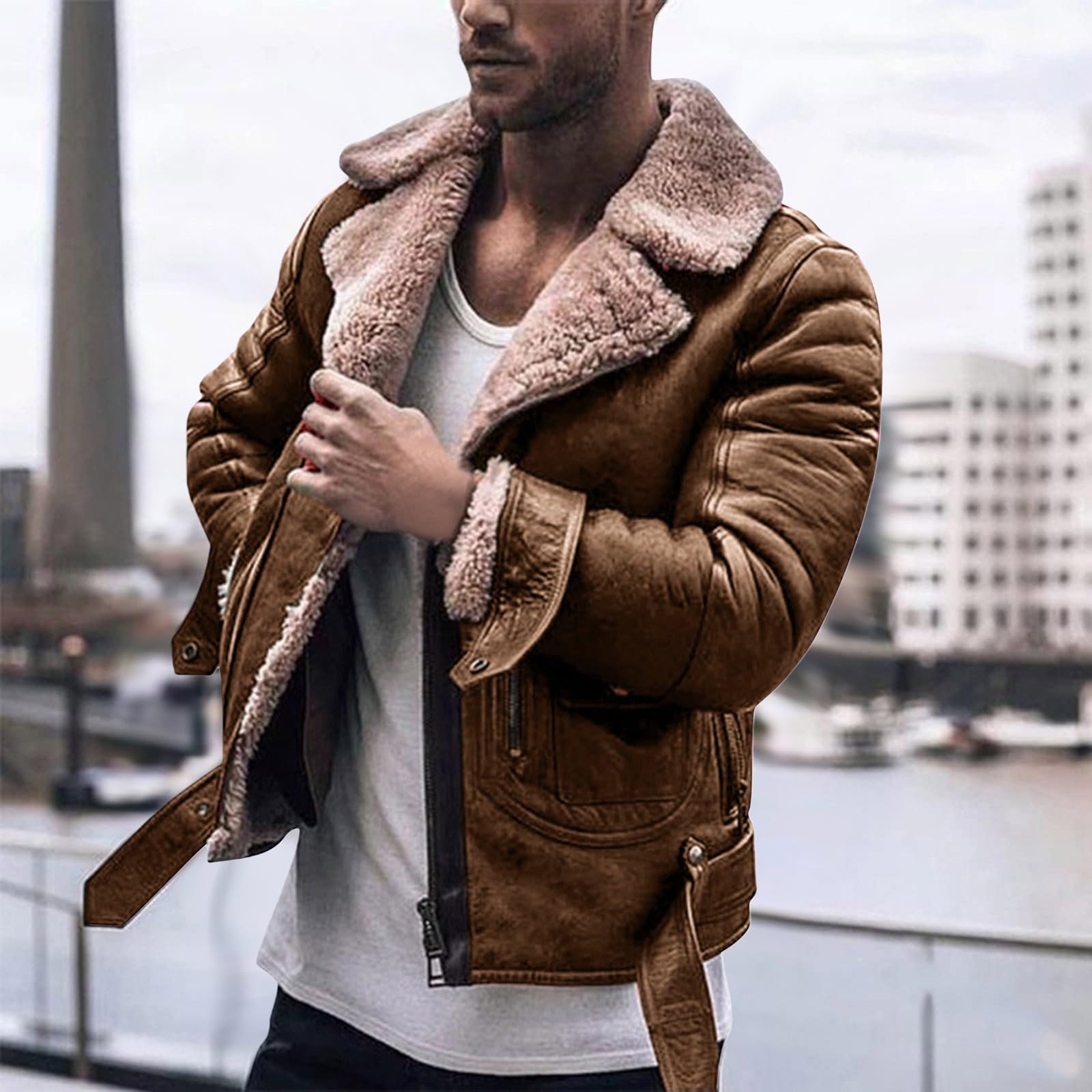 Générique Veste Coupe Vent Homme Pardessus Coupe Vent Des Poches Décontracté À Trench-Coat, Classique Pardessus Imperméable Décontracté Jacket Pour Réunions Entre Amis En Automne Et Hiver
