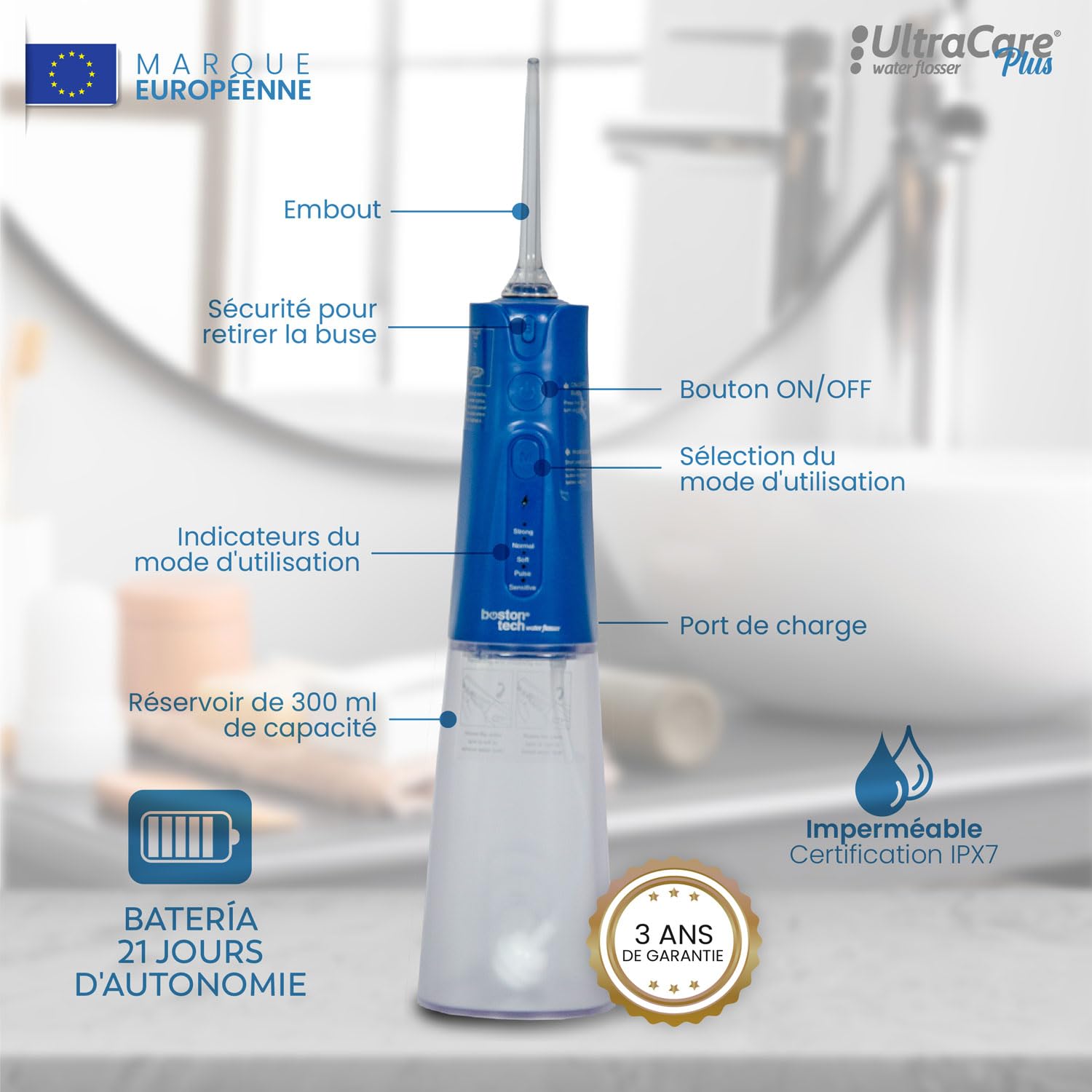 Achat intelligent : Aquapik® Plus Hydropulseur dentaire + Aquapik® Mini en un pack | Économisez et prenez soin de votre santé bucco-dentaire à la maison et en voyage | Répond à différents besoins