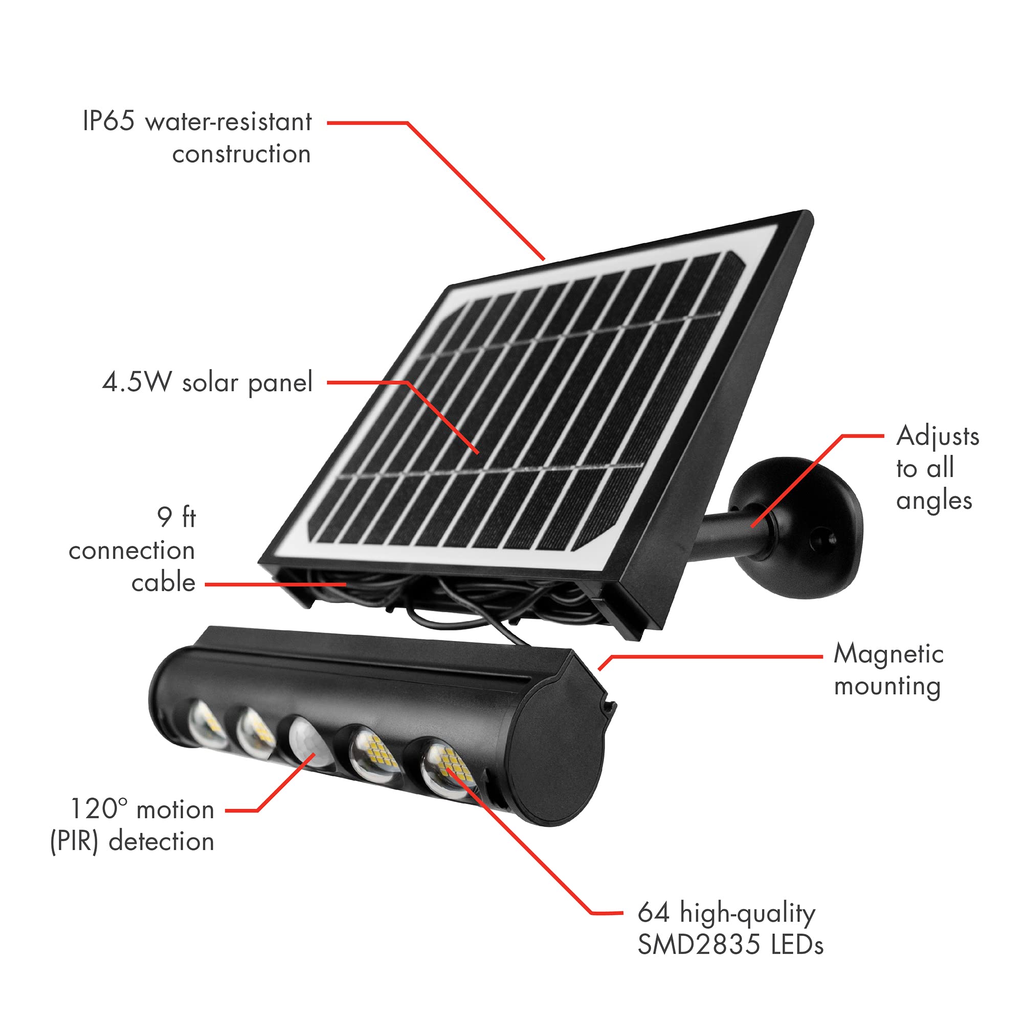 Luz Solar Al Aire Libre LED 3 Modos De Iluminación Sensor De Movimiento
