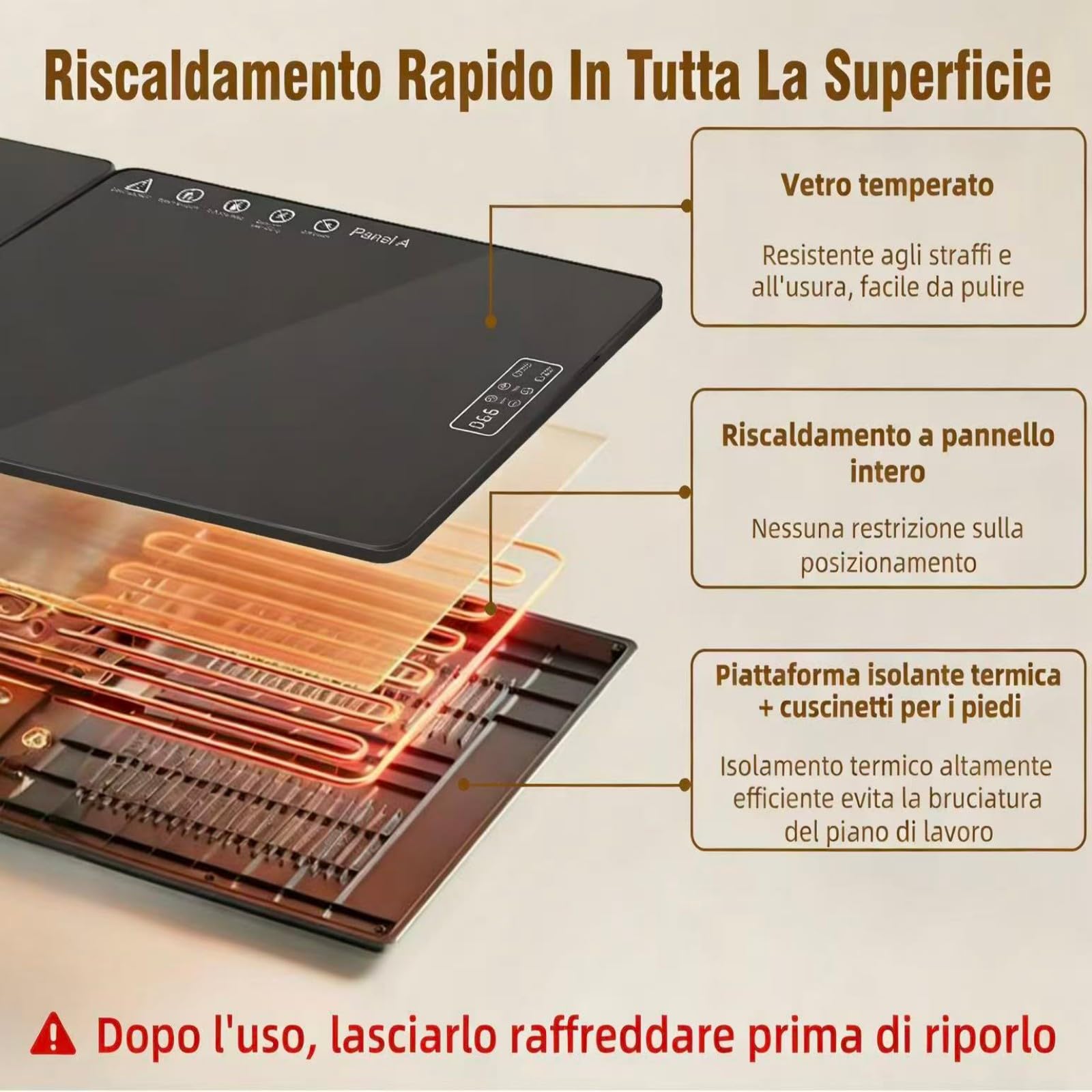 Piastra Riscaldante Elettrico 80 * 30 CM, Temperatura Regolabile e Pieghevolee, Tappetino Scaldavivande Multiuso per Mantenere Caldi o Scongelare gli Alimenti a Casa, in Feste ed Eventi
