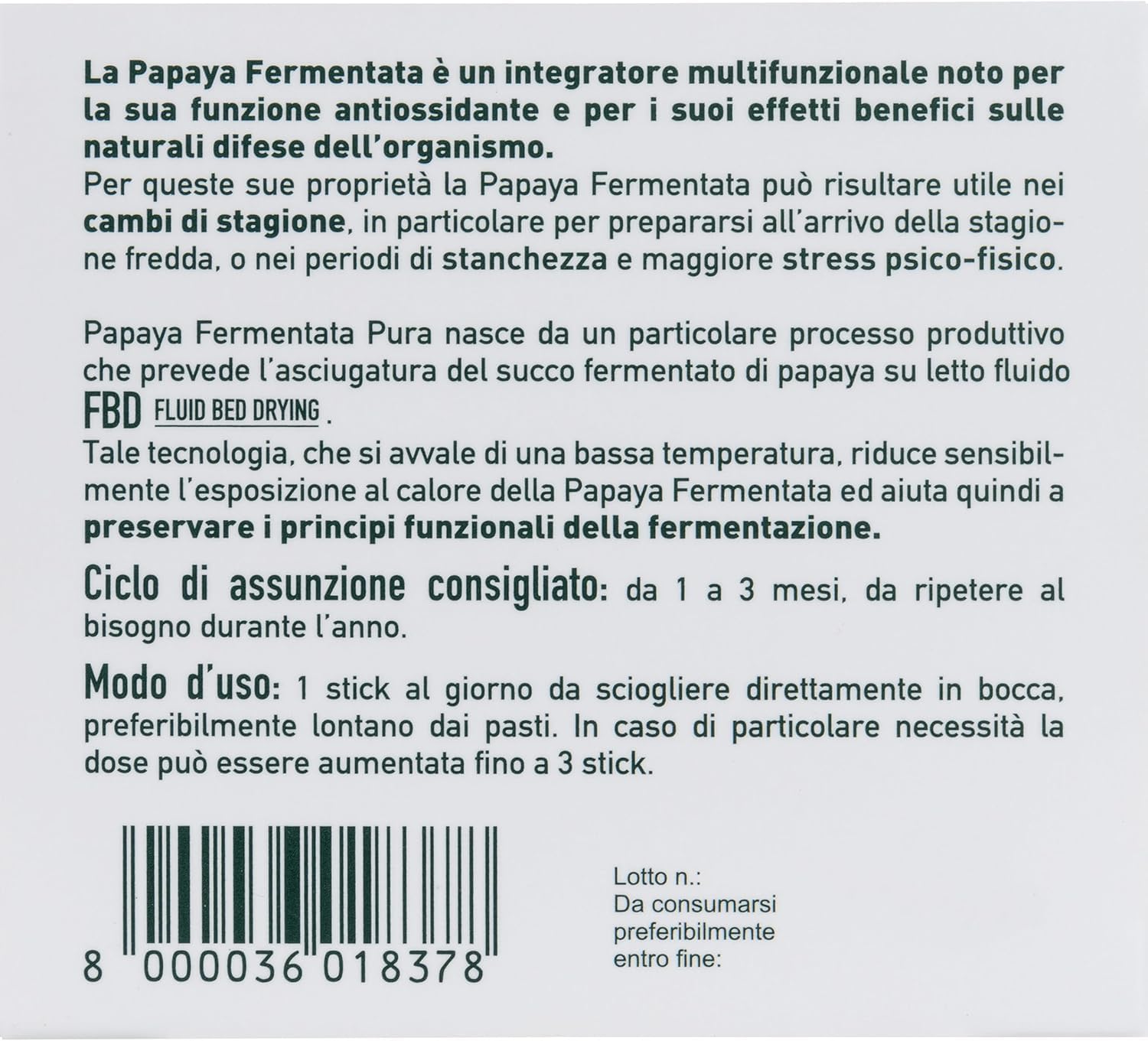 Papaya Fermentata Pura, Integratore Alimentare per le Naturali Difese dell’Organismo, Contribuisce a Ridurre la Stanchezza e ha Azione Antiossidante, Confezione da 30 Stick da 3g Orosolubili