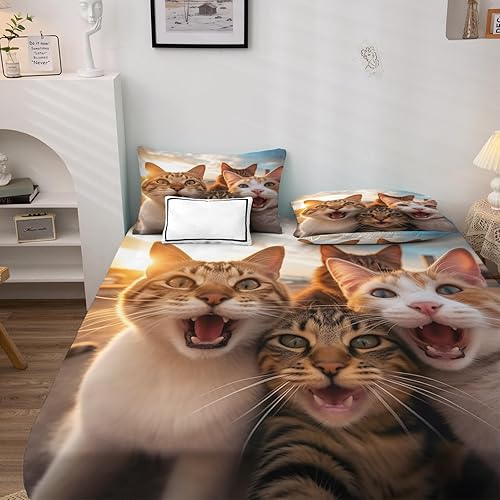 Miniatura 8 de Sábanas de bulldog francés tamaño King, sábanas de nube, sábanas y fundas de almohada estampadas de 4 piezas, sábana bajera ajustable de microfibra