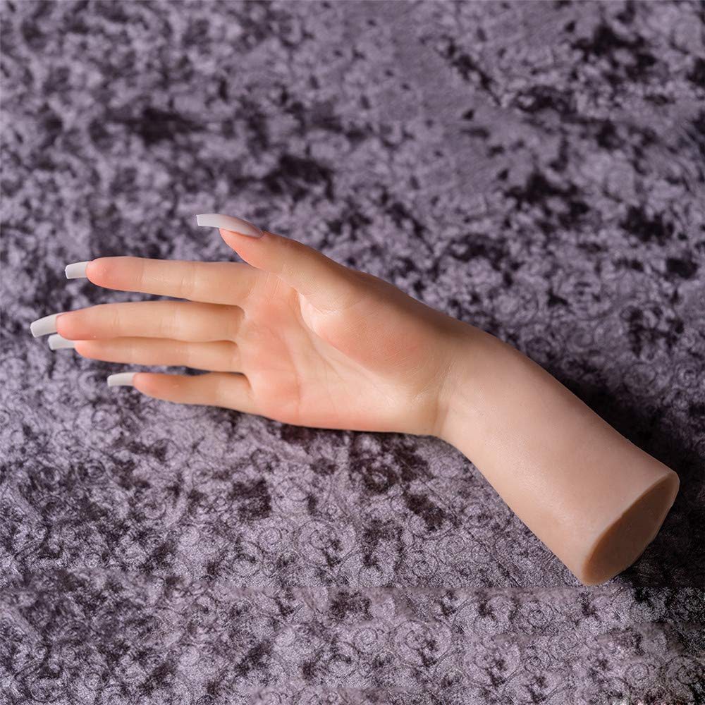 Mani morbide per Esercitazione per Nail Art, Modello di Mano in Silicone Manichino per manichino Flessibile in Silicone Morbido Realistico per Display conbraccialetto e Guanto ad Anello