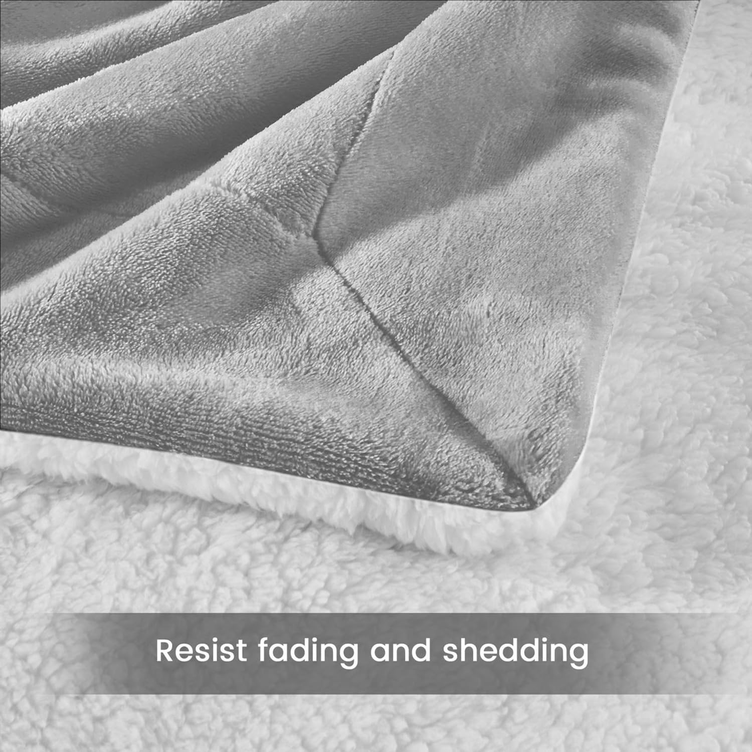 MOONLIGHT20015 Sherpa Blankets Queen Size - (Light Grey, 90X90 Inches) Fuzzy, Soft and Wool/Fleece Blanket for Bed, Fluffy Blankets for Winter, Camping and Travel
