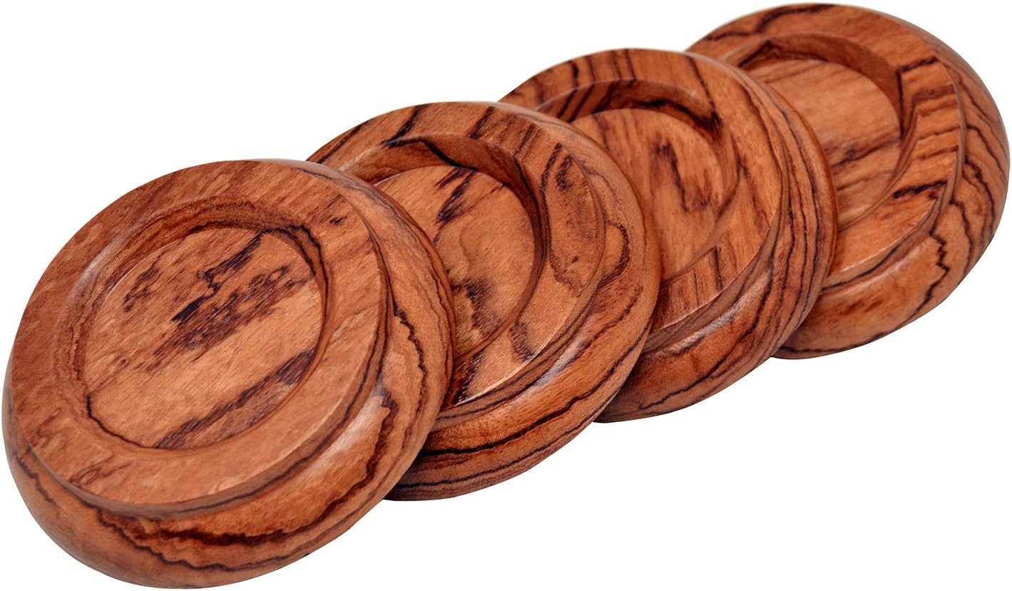 Upright Piano Caster Cups,Premium Quality Hardwood Rosewood Piano Caster Pads Furniture Leg Pad Set of 4, with Non-Slip Moisture-Proof& Anti-Noise Felt Pads for Hardwood Floor Protectors (Rosewood)