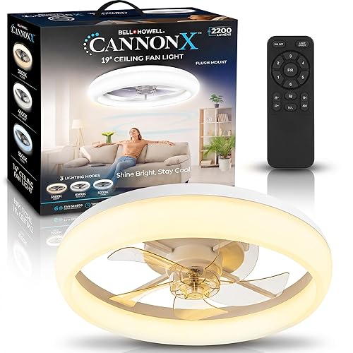 CannonX White 14” Fandelier Ceiling Fans with Lights and Remote,