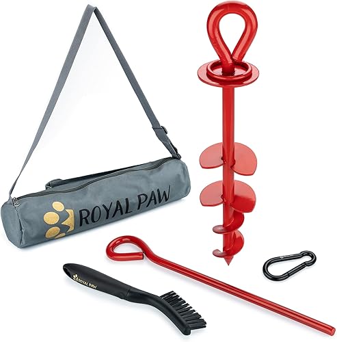 ROYAL-PAW - Estaca de amarre para perros grandes de hasta 210 libras, estaca resistente para patio, playa y campamento al aire libre, mejor anclaje
