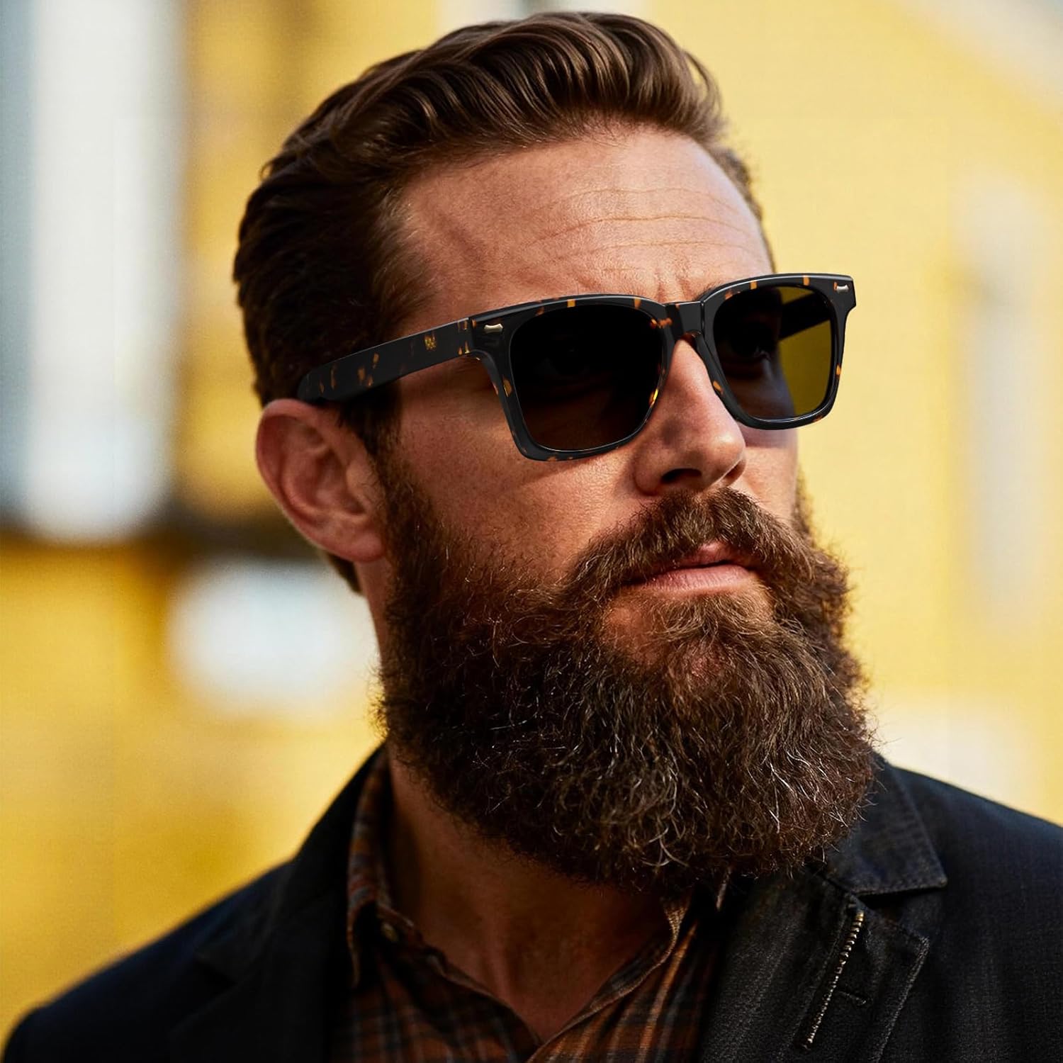 CARFIA Thick Square Polarized Sunglasses Men, Retro 90s Style Vintage UV400 Protection Sun Glass - Image 3