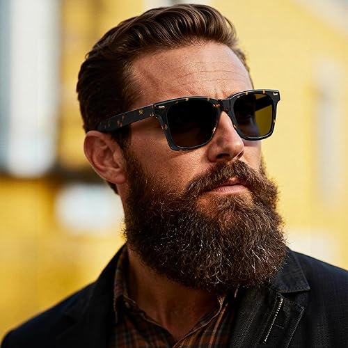 Miniatura 2 de CARFIA Thick Square Polarized Sunglasses Men, Retro 90s Style Vintage UV400 Protection Sun Glass