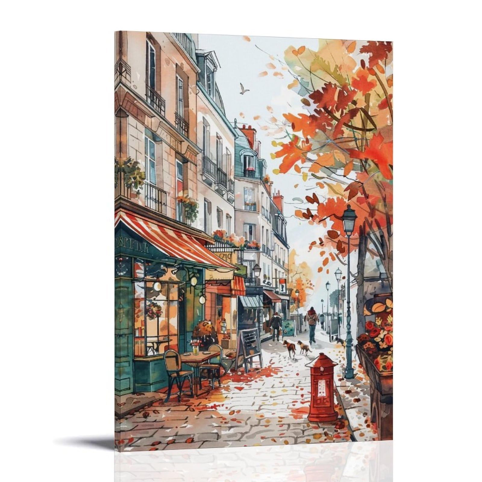 WHOUHJYE Autumn Paris 02 Poster Wall Art Canvas Vintage Aesthetic Painting Decor for Rooms 24x36inch Frame-style