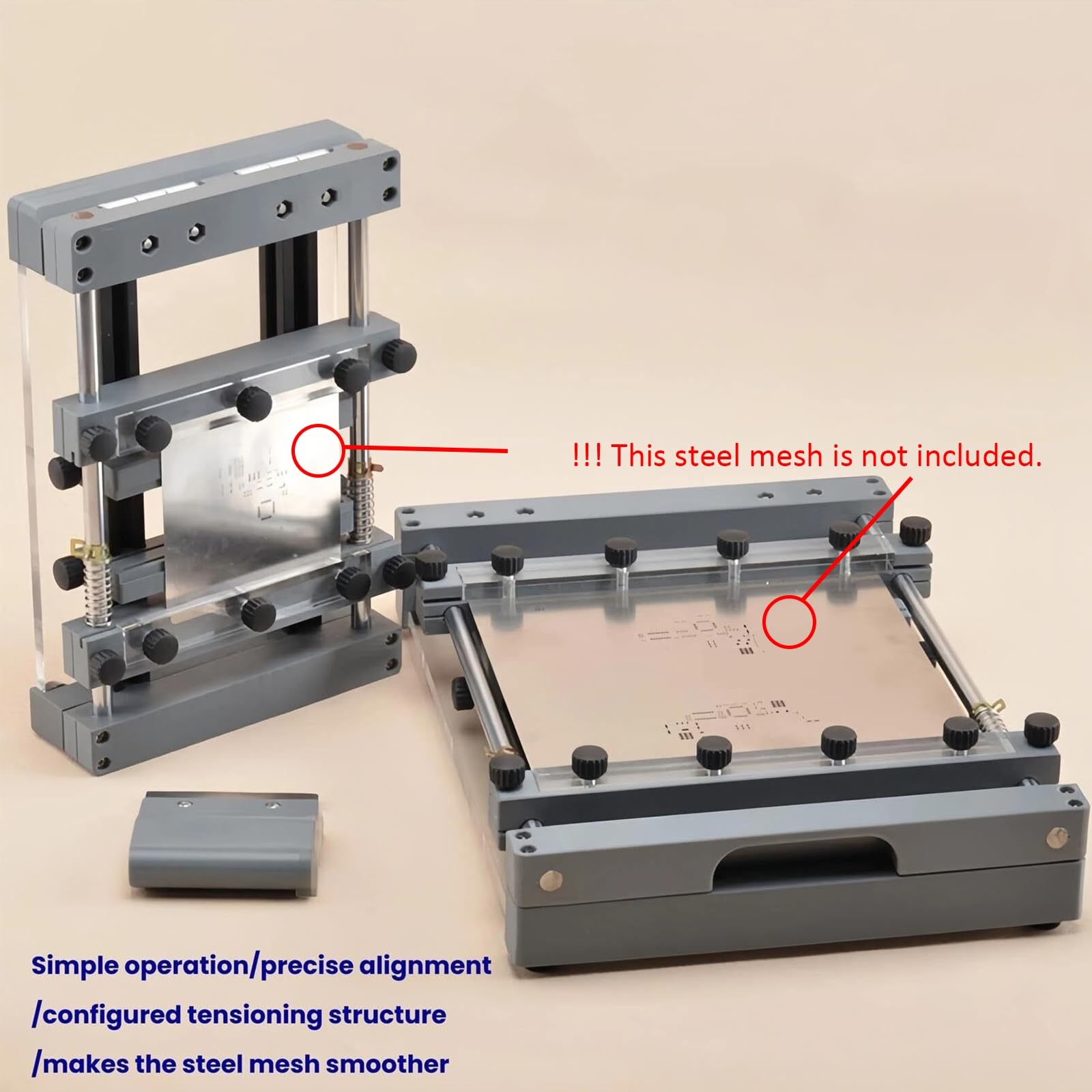 Genérico Impresora Manual de Plantilla de Pasta de Soldadura, Mesa con Raspador de 80 mm, Fijación Múltiple para Pequeñas Empresas