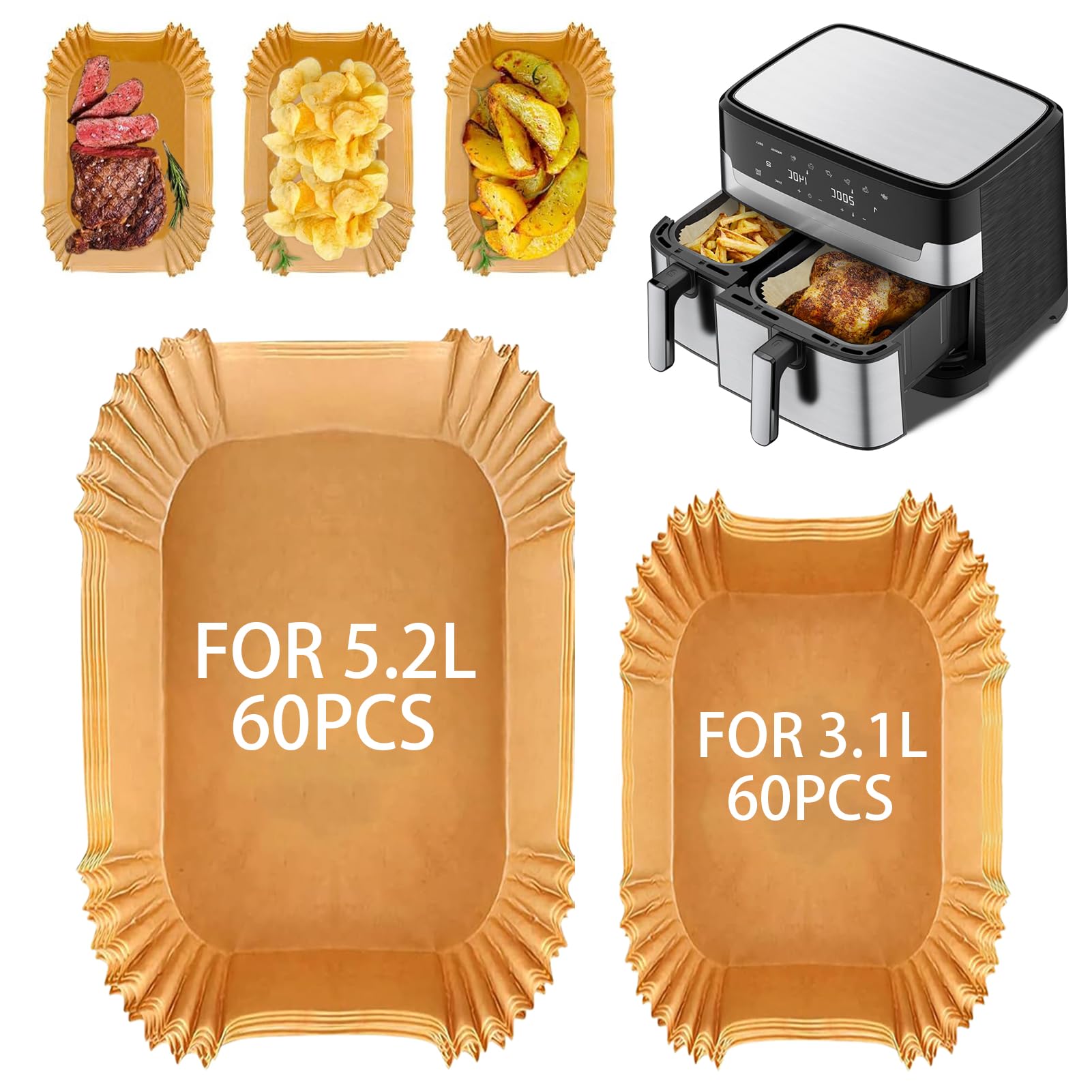 Accesorios Cocina 100 Unidades De Papel De Horno Para Freidora De Aire 