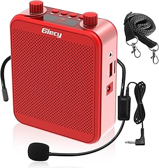 Giecy Voice Amplifier, Giecy 30W 2800mAh Rechargeable Personal Voice Amplifier with Microphone Headset, Portable Speaker for Multiple Locations Classroom, Meetings and Outdoors (G300-Red)