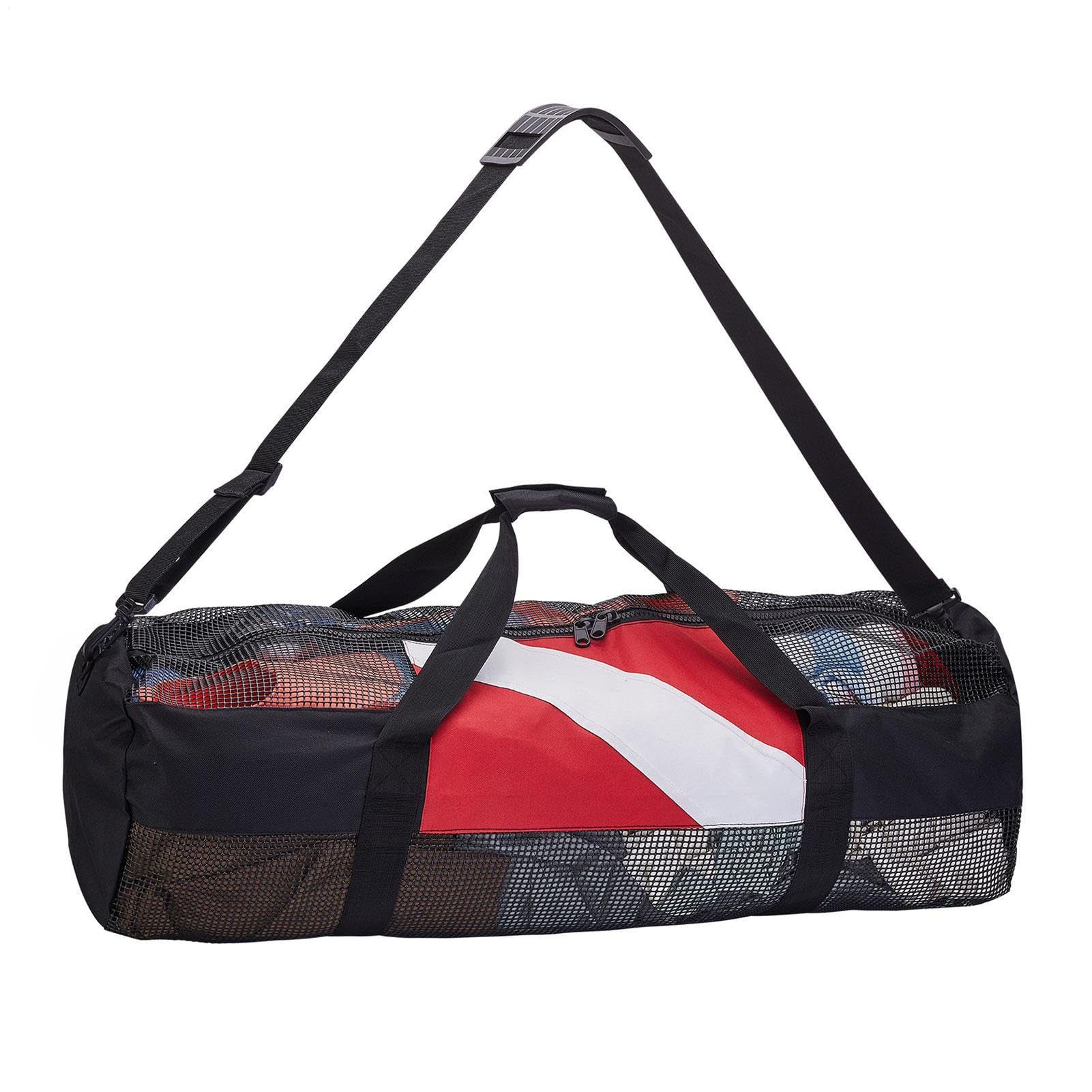 Sac de plongée en maille - Organisateur d'équipement de plongée de grande capacité, sac de plage pliable à séchage rapide avec fermeture éclair, sac en filet épais durable, équipement de voyage pour