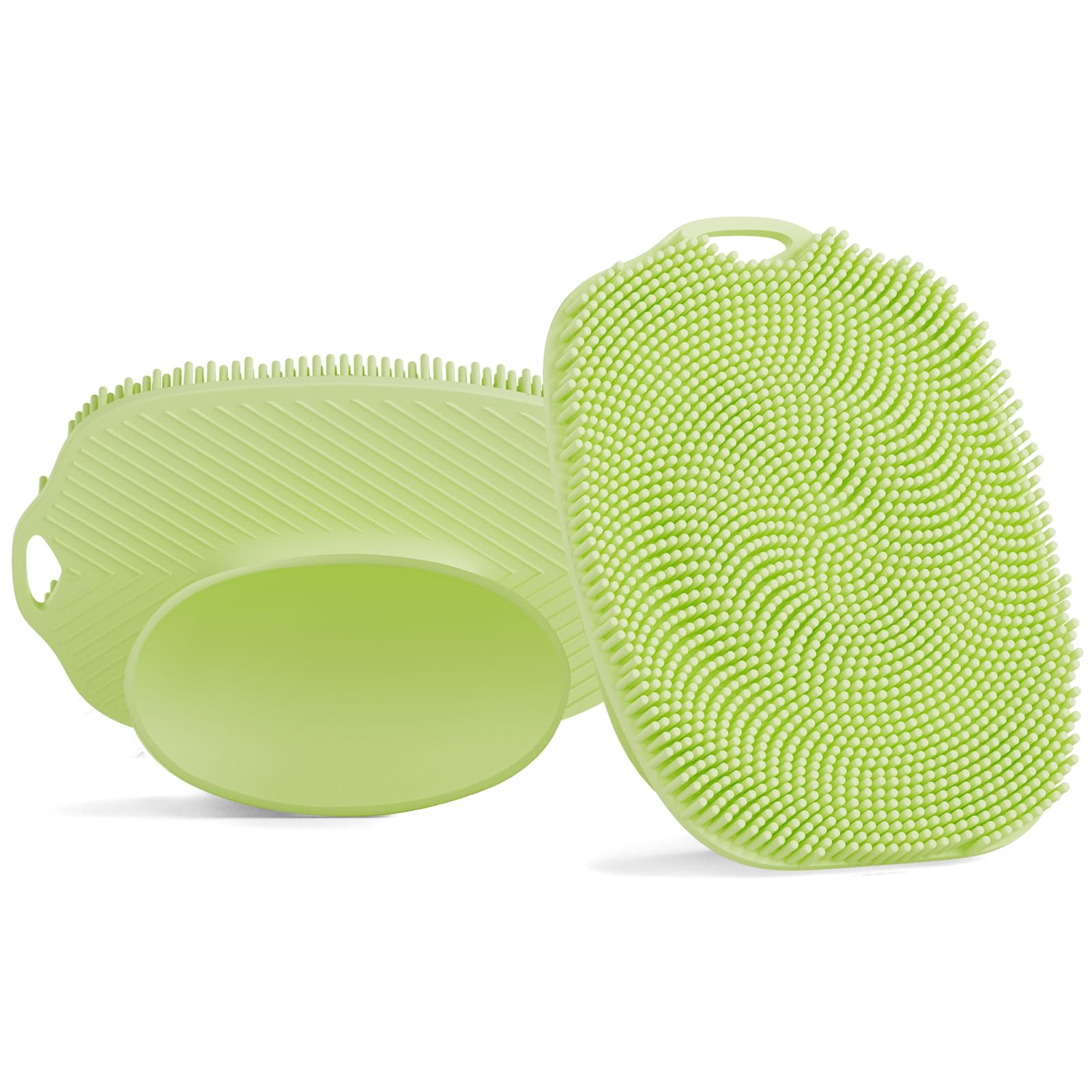 2 PCS Face Scrubber, Soft Silicone Face Exfoliator with Suction Cup for Man and Women Deep Skin Clean, Gentle Facial Cleaning Brush Suitable for All Sensitive Skin (Green)