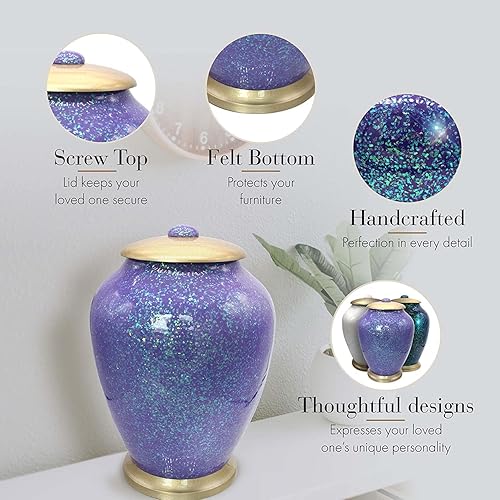 Miniatura 9 de Urnas de cremación con purpurina brillante para cenizas de adultos, urnas grandes XL o pequeñas para cenizas humanas, mujeres adultas y urnas para