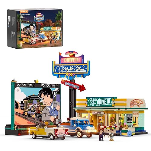 Lumibricks City Drive-in Theater Lighting-Building-Bricks-Set - Road Trip Night Glow